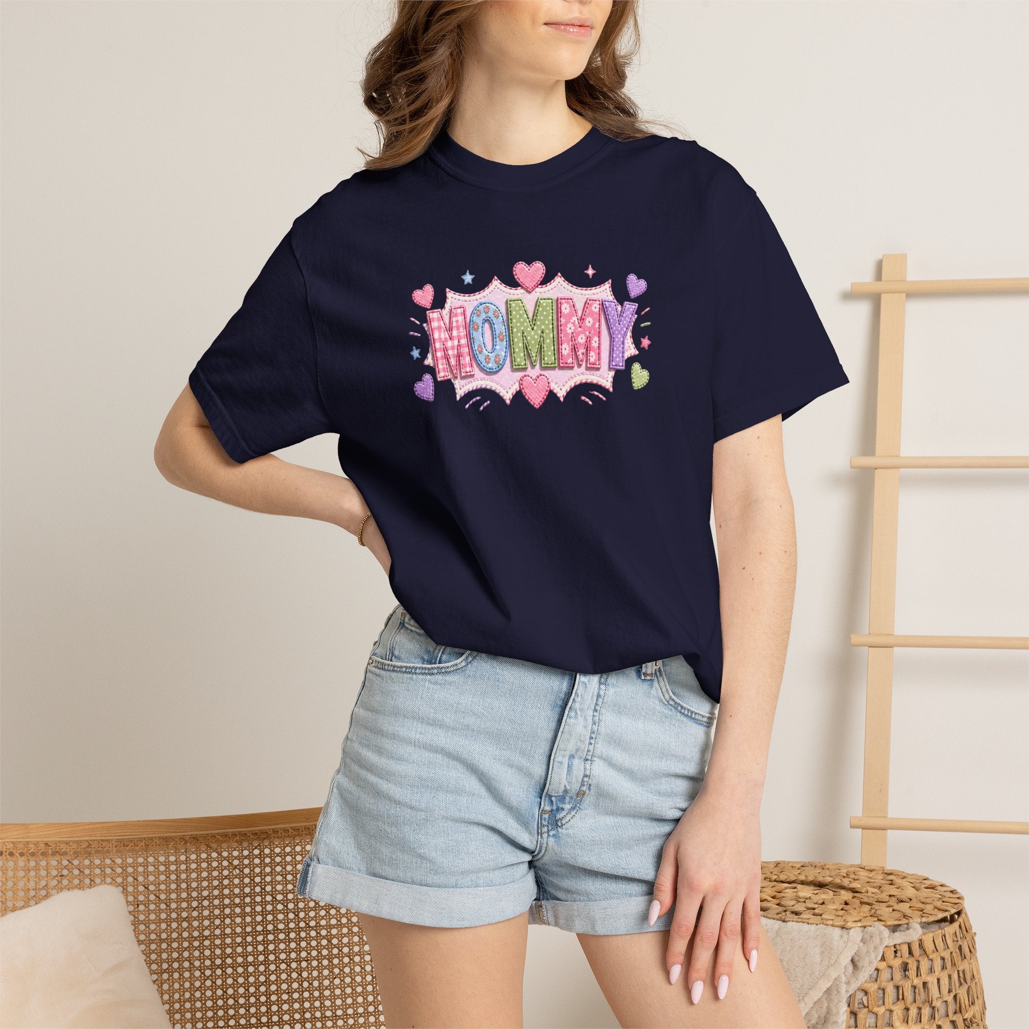 Mommy Hearts T‑Shirt — Cute Pastel 'MOMMY' Graphic Tee for Mother's Day & New Moms