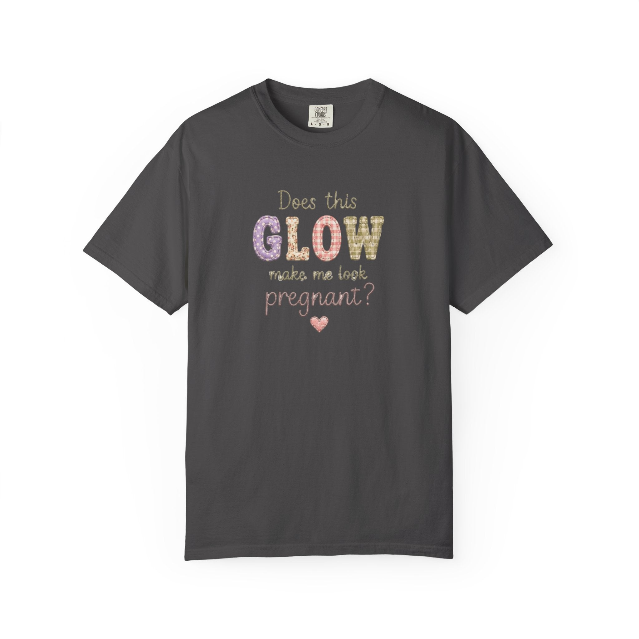 Does This Glow Make Me Look Pregnant? Graphic T-Shirt — Cute Pregnancy Announcement Tee