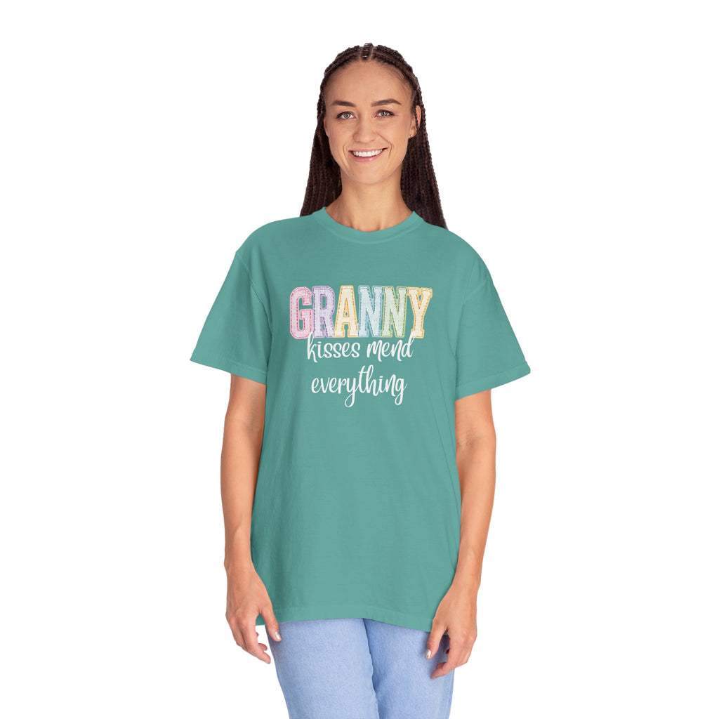 Granny Pastel Patchwork T-Shirt — Retro Rainbow 'GRANNY' Graphic Tee