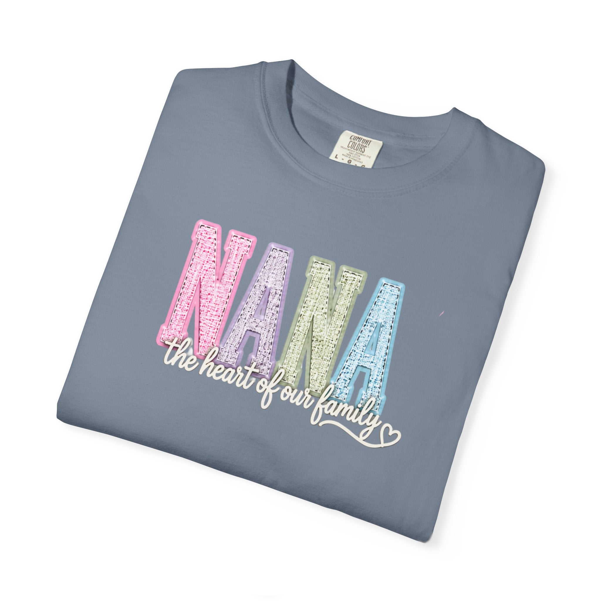 NANA Pastel Patchwork T-Shirt — "The Heart of Our Family" Gift