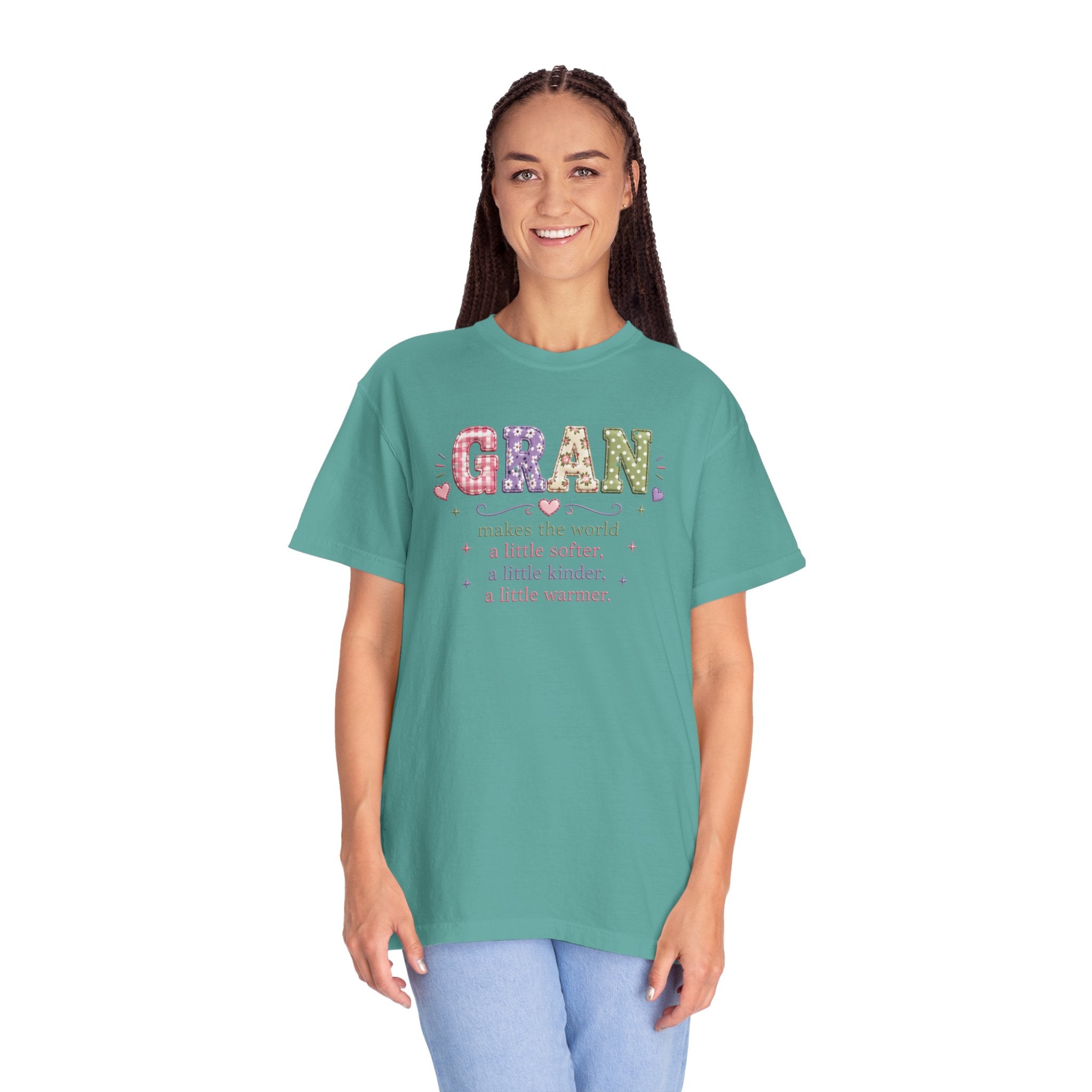 Gran Makes the World Softer T-Shirt – Gift for Grandma, Floral Vintage Lettering