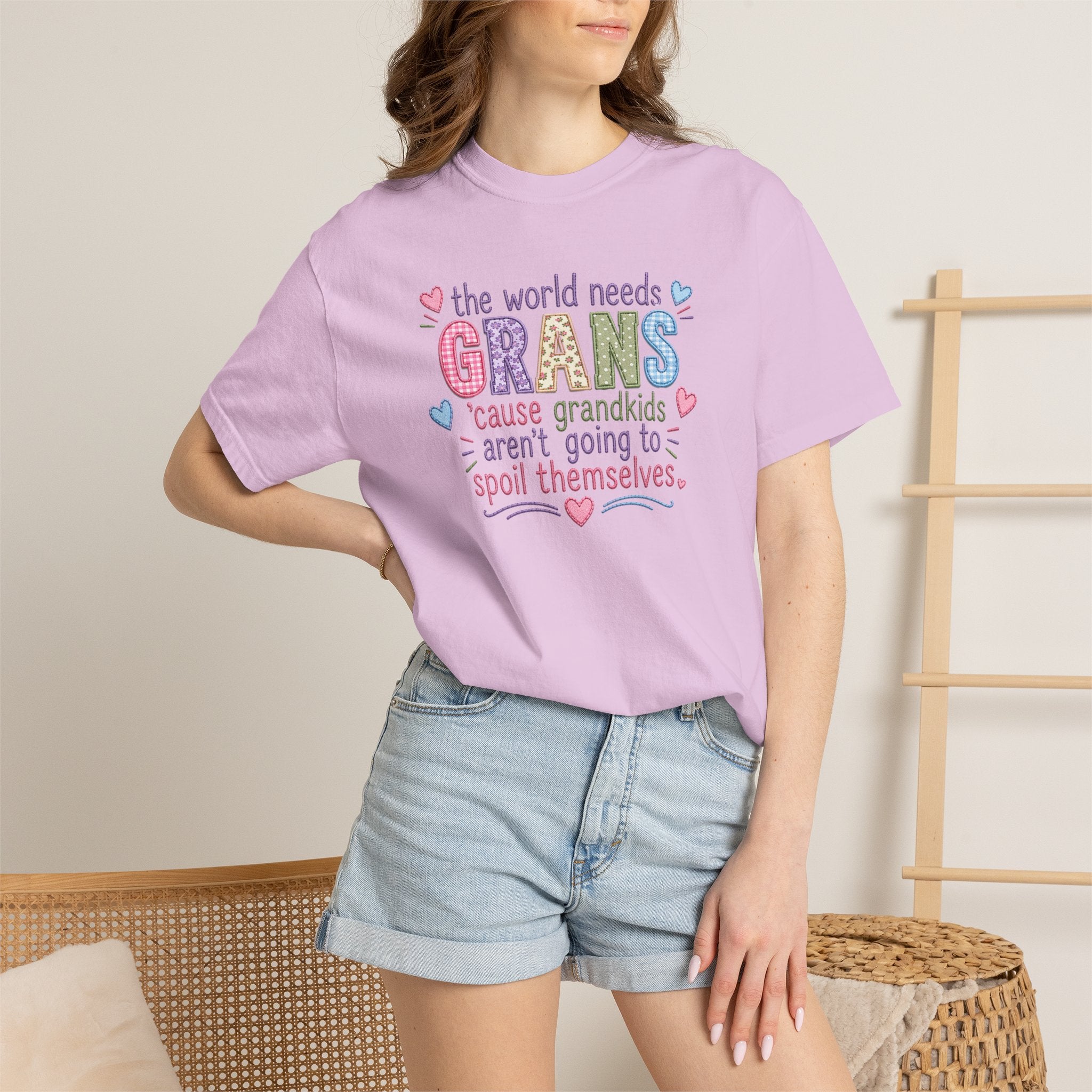 Grandparent T-Shirt - "The World Needs Grans" Cute Pastel Grandkids Gift Tee