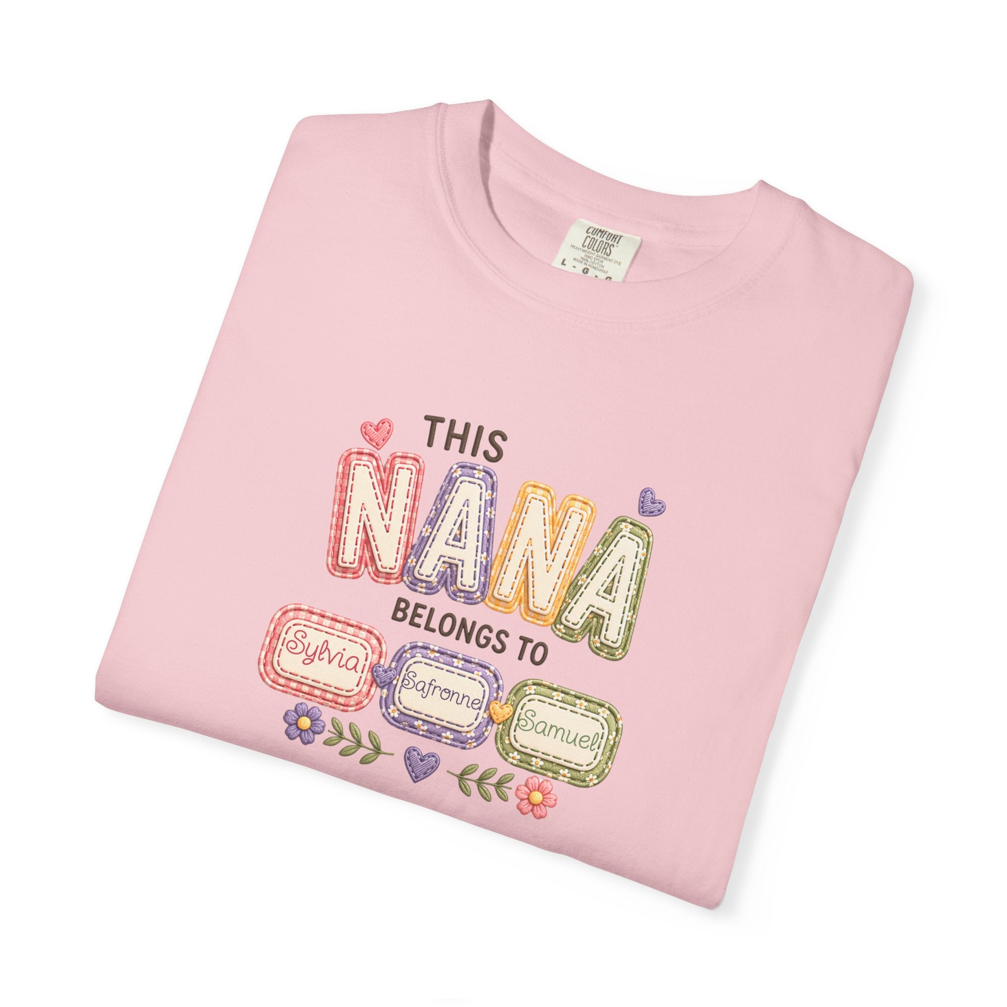 Nana Family Name T-Shirt — "This Nana Belongs To" Floral Grandma Gift