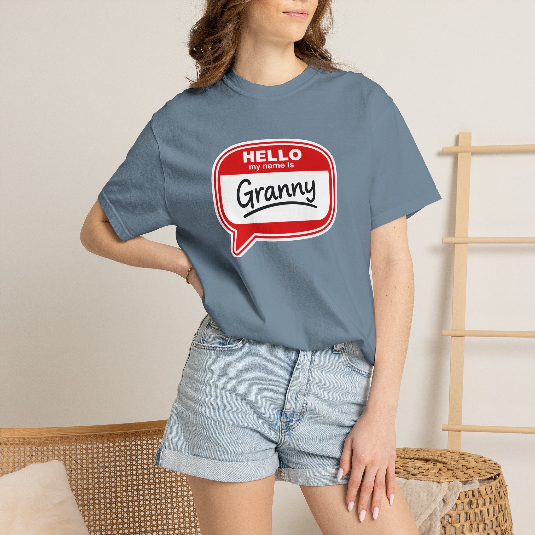 Hello My Name Is Granny T-Shirt - Funny Grandma Gift, Retro Name Badge Tee