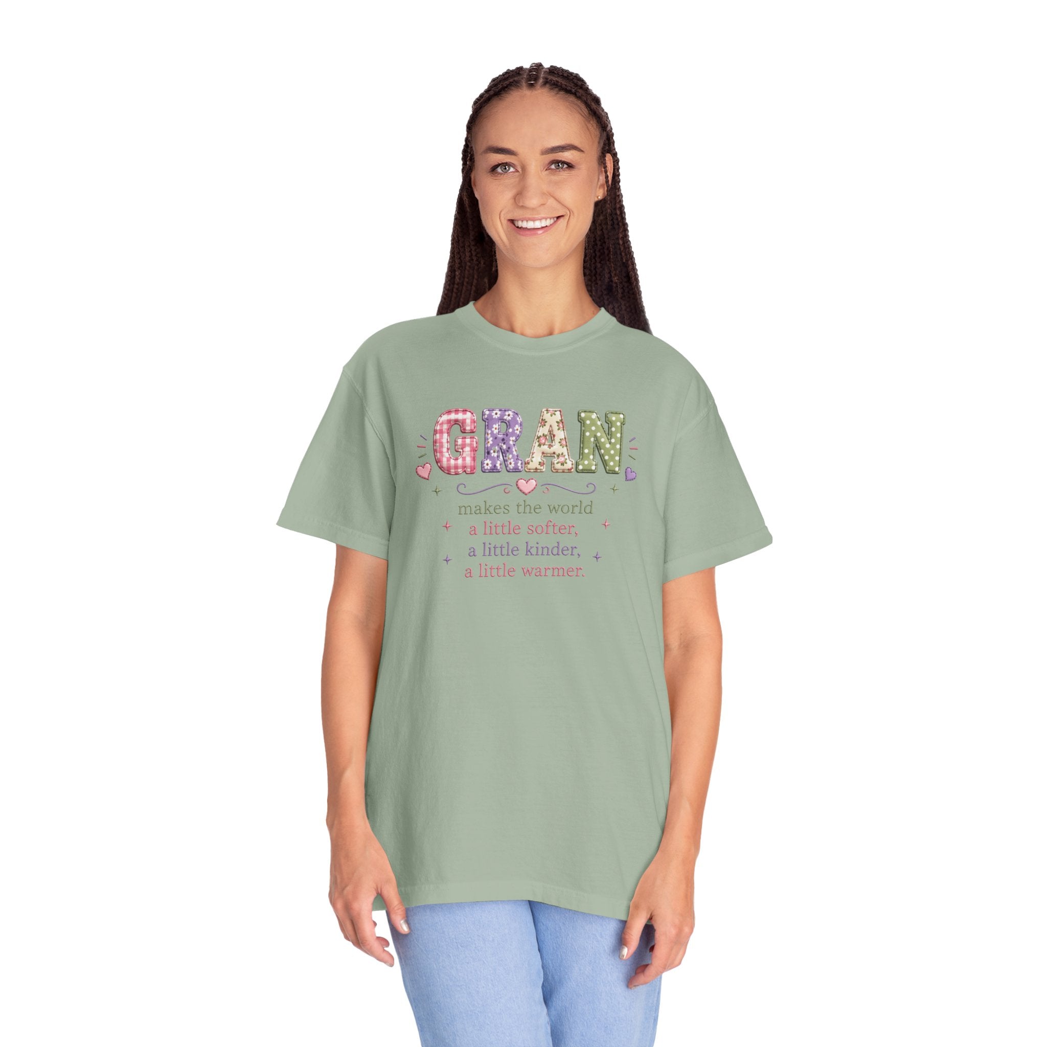 Gran Makes the World Softer T-Shirt – Gift for Grandma, Floral Vintage Lettering