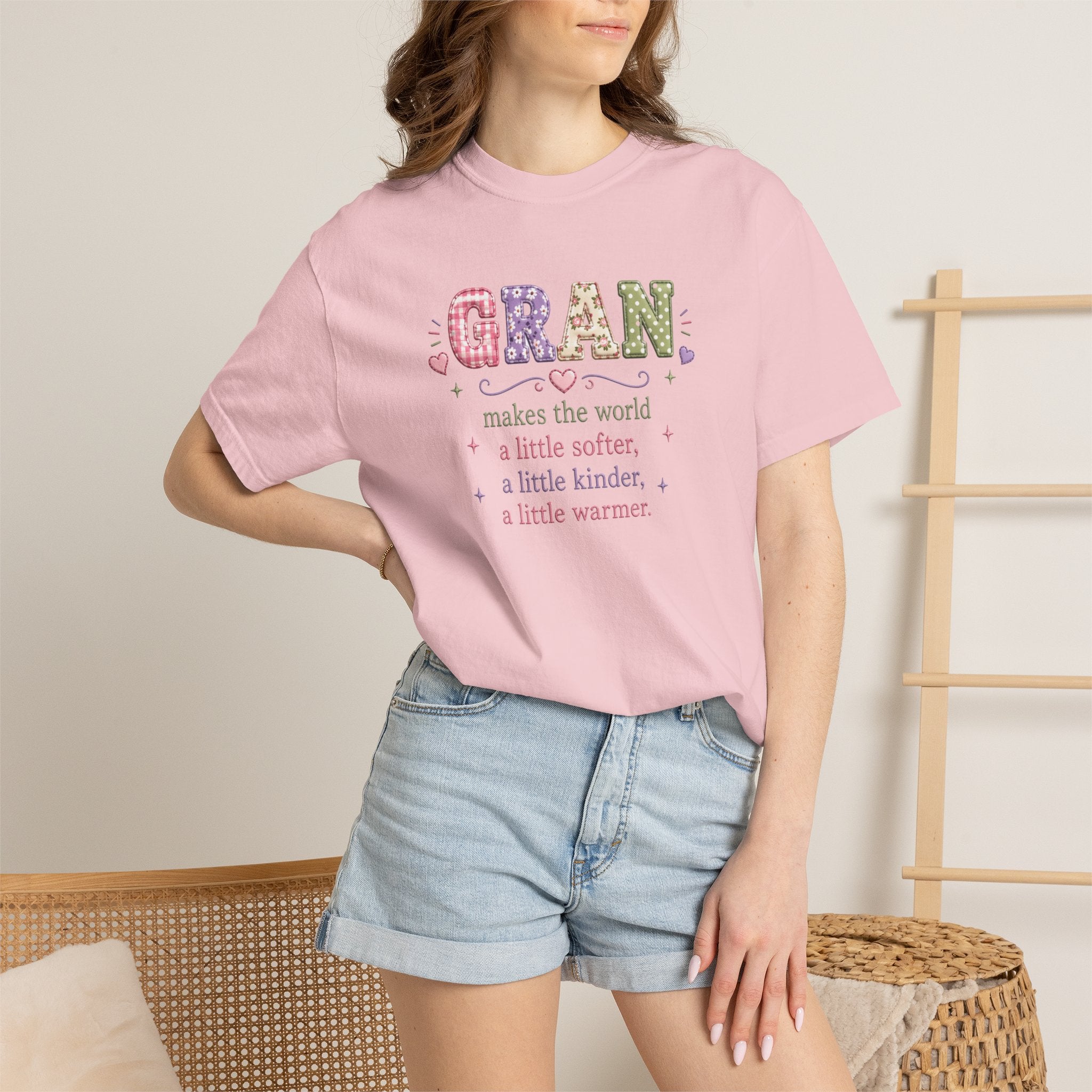 Gran Makes the World Softer T-Shirt – Gift for Grandma, Floral Vintage Lettering
