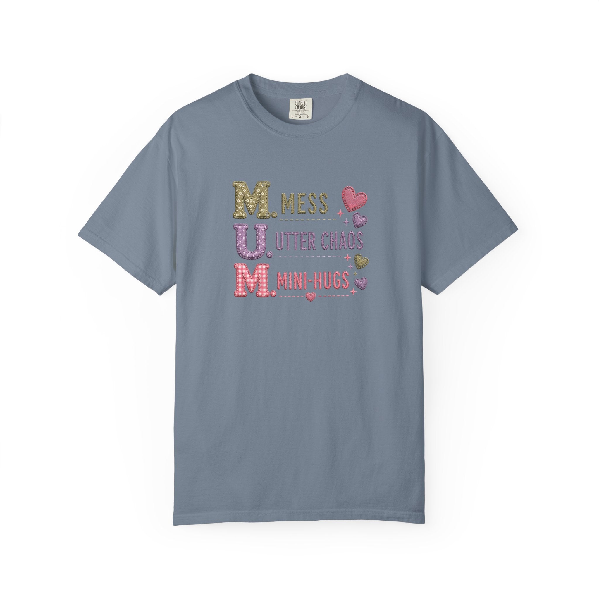 Mom Acronym T-Shirt — "M.U.M. Mess, Utter Chaos, Mini-Hugs" Cute Mom Graphic Tee