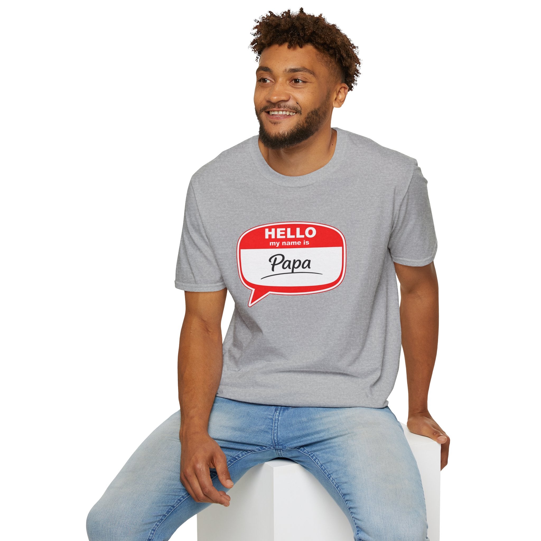 Hello My Name Is “Papa” T-Shirt — Funny Dad Name Tag Tee for Father’s Day
