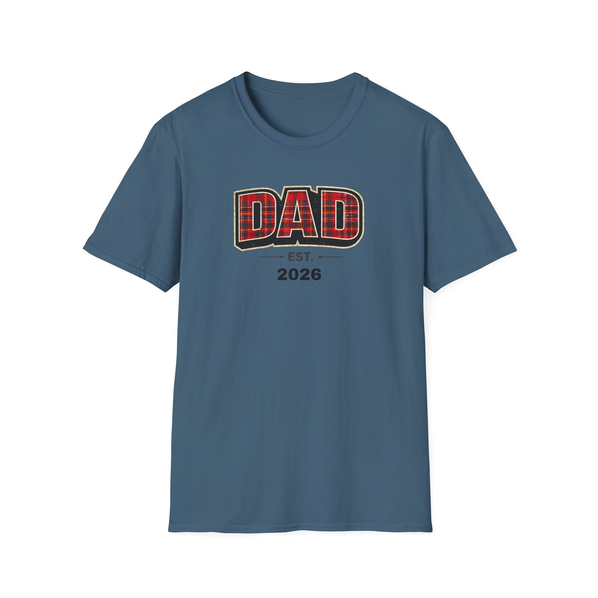 Dad Plaid Design T-Shirt — DAD Est. 2026 New Dad Gift