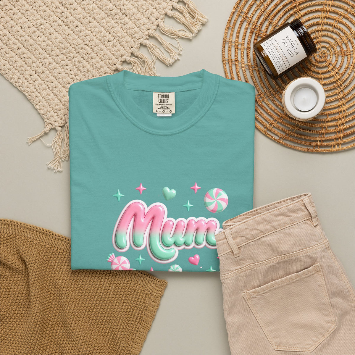 Mum Pastel Candy Script T-Shirt