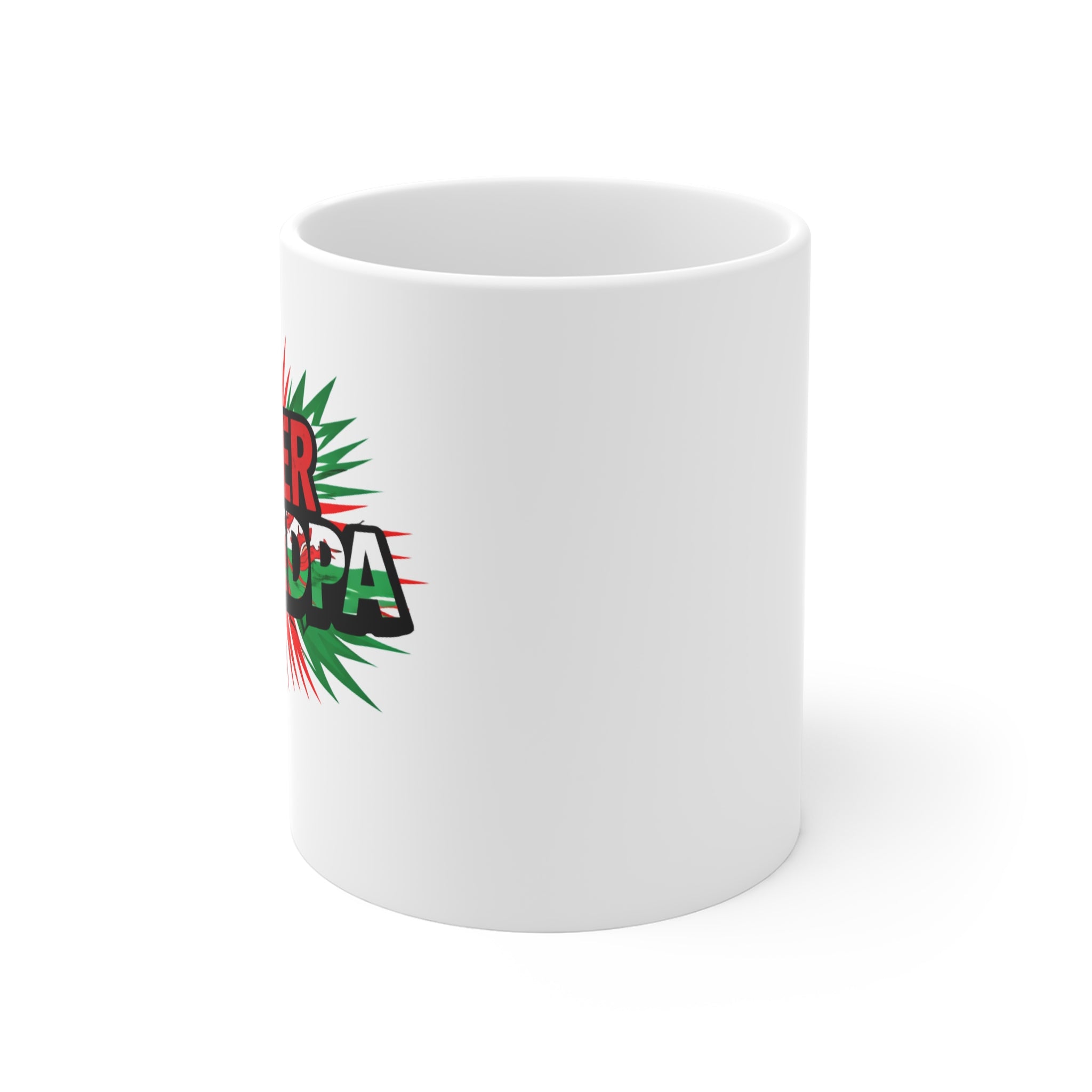 Super Grandpa Welsh Flag/Wales themed Mug — Bold Retro Graphic Coffee Cup for Grandfathers