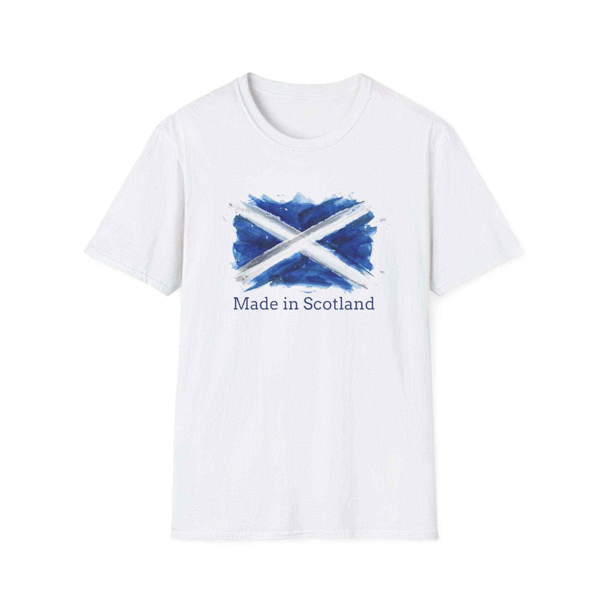 Made in Scotland T-Shirt — Watercolor Saltire Flag Tee