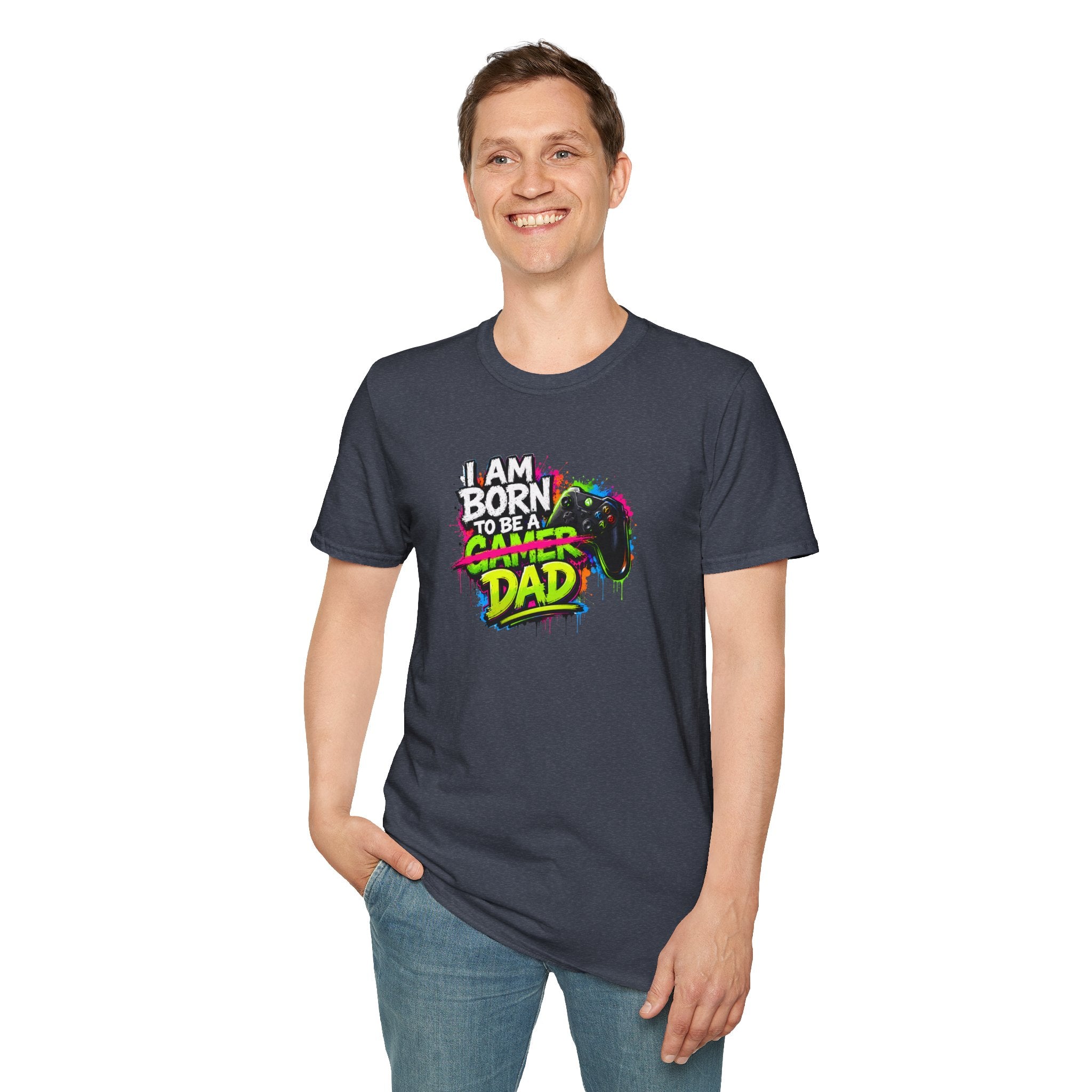 "I Am Born To Be A Gamer Dad" Neon T‑Shirt