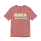 Gran Retro Patch Tee — Personalized 'Gran' Name Blocks Short Sleeve Shirt