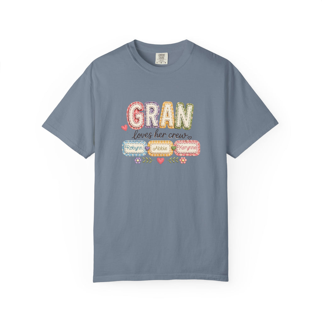 Gran Loves Her Crew T-Shirt — Personalized Grandma Family Names Tee