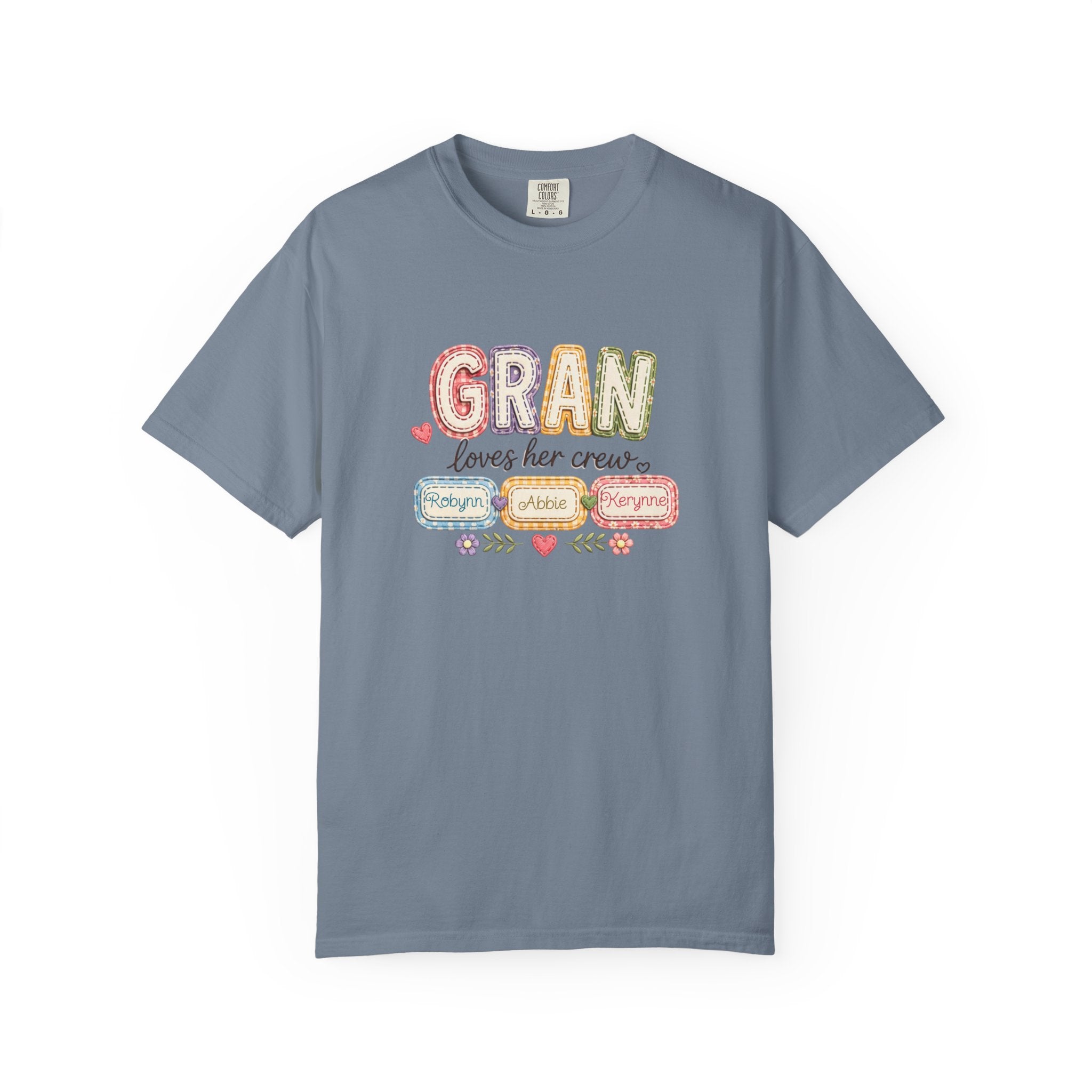 Gran Loves Her Crew T-Shirt — Personalized Grandma Family Names Tee