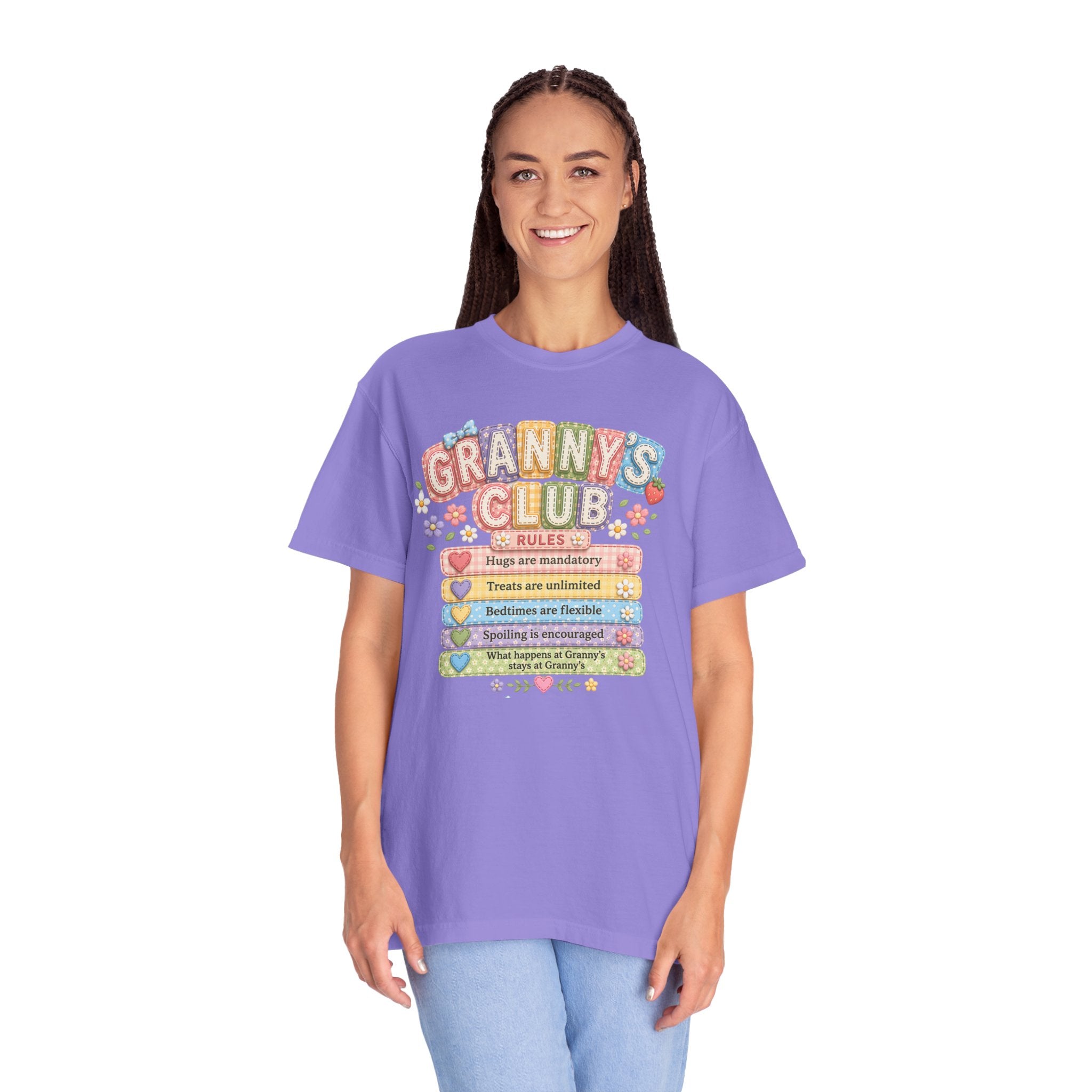 Granny's Club T‑Shirt – Cute Pastel 'Granny's Club' Rules Graphic Tee for Grandmothers