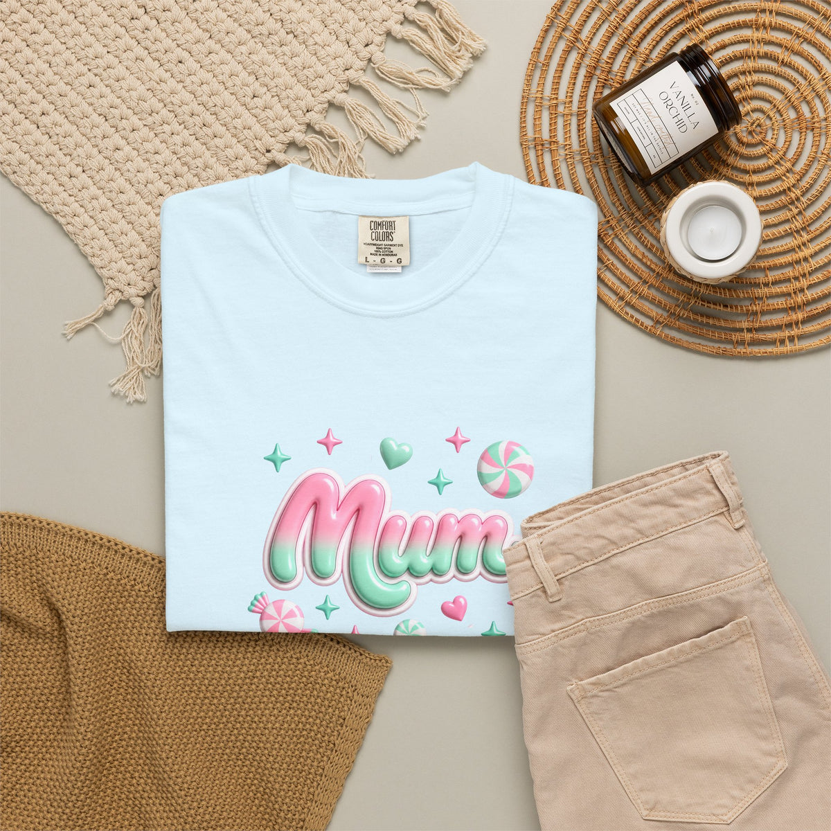 Mum Pastel Candy Script T-Shirt