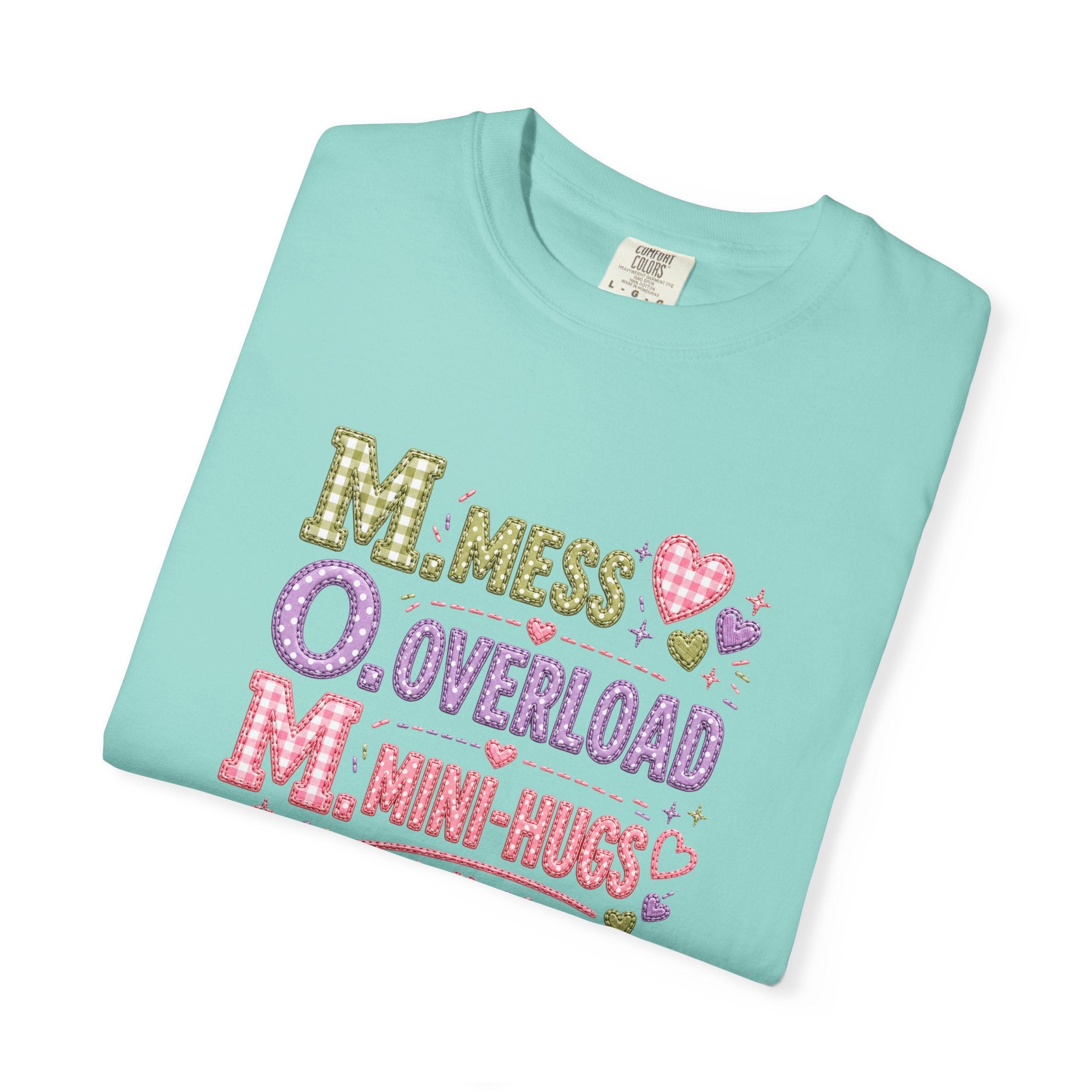 Mom Acronym Graphic T-Shirt — “M.O.M. Mess Overload Mini-Hugs” Cute Pastel Mothers Day Tee