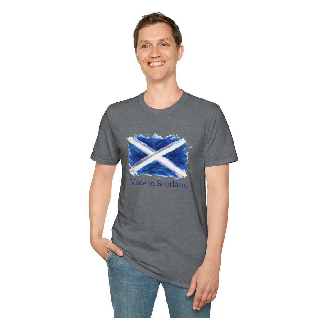 Made in Scotland T-Shirt — Watercolor Saltire Flag Tee