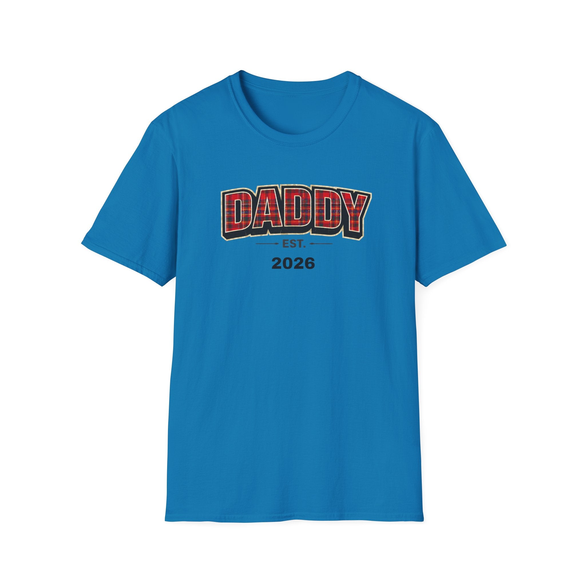 Daddy Est. 2026 T-Shirt — Plaid Dad Announcement Tee