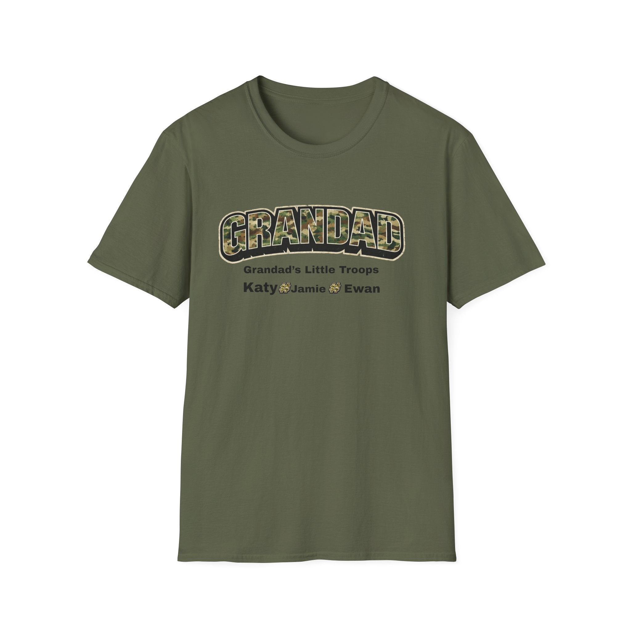 Granddad Camo T-Shirt — "Grandad's Little Troops" Personalized Kids Names