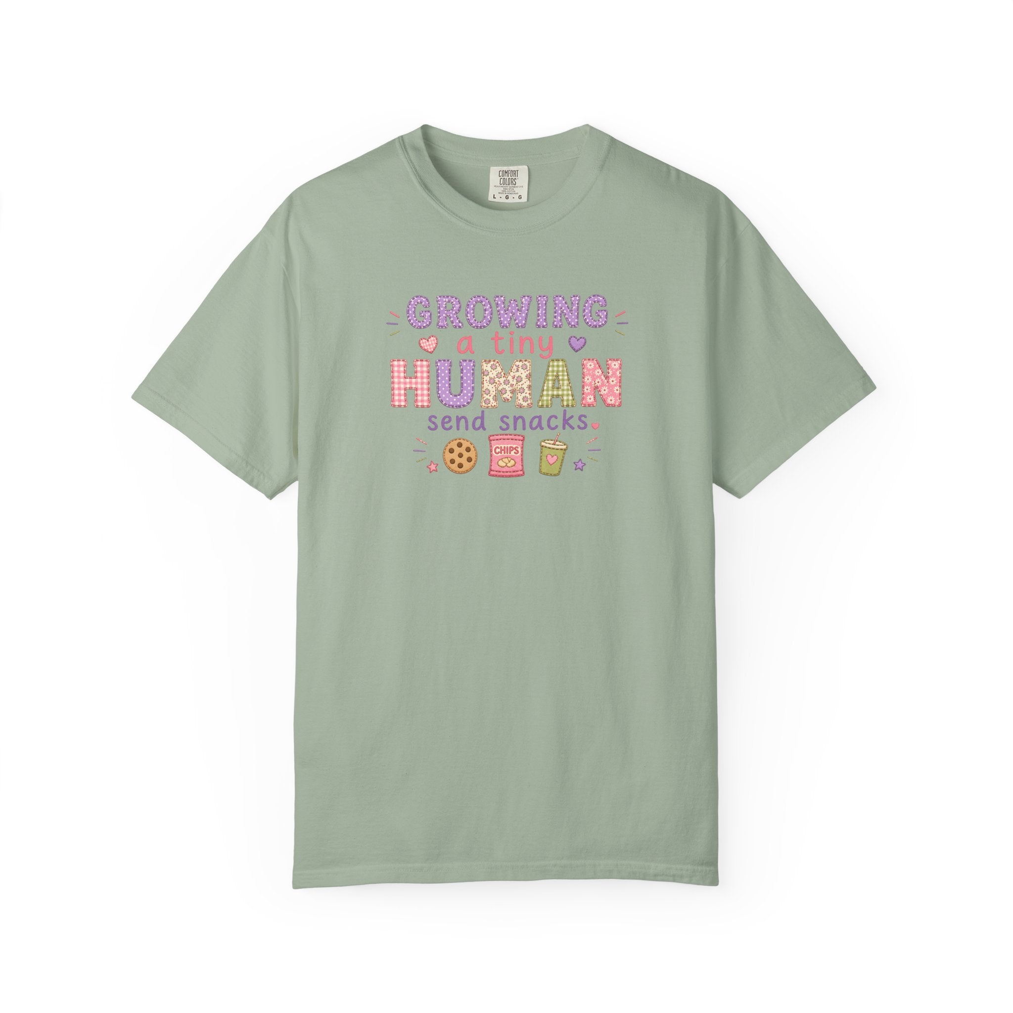 Growing a Tiny Human T-Shirt — "Growing a Tiny Human, Send Snacks" Maternity Tee