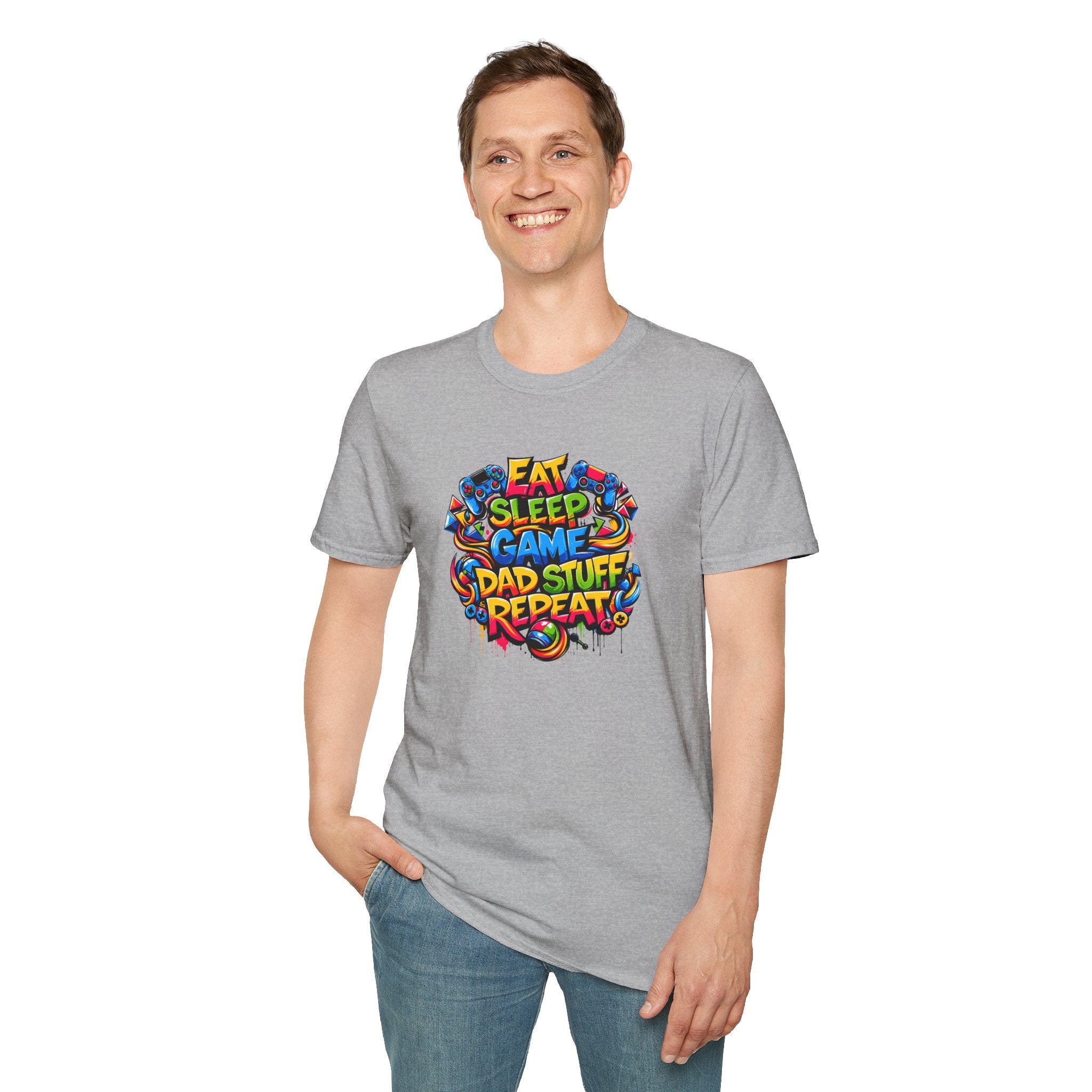 “Eat Sleep Game Dad Stuff Repeat” T-Shirt