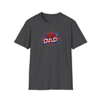 Super Dad T-Shirt – Union Jack Flag pattern Retro Comic Father’s Day Tee