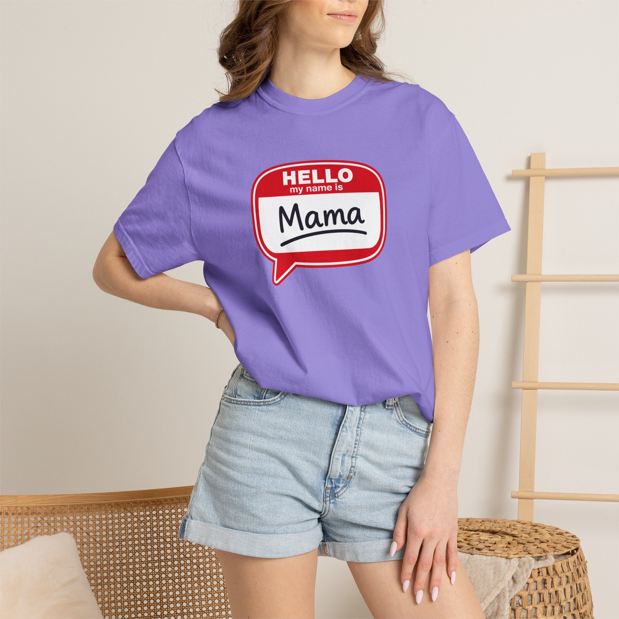 Mama Name Tag T-Shirt — "Hello My Name Is Mama" Graphic Tee