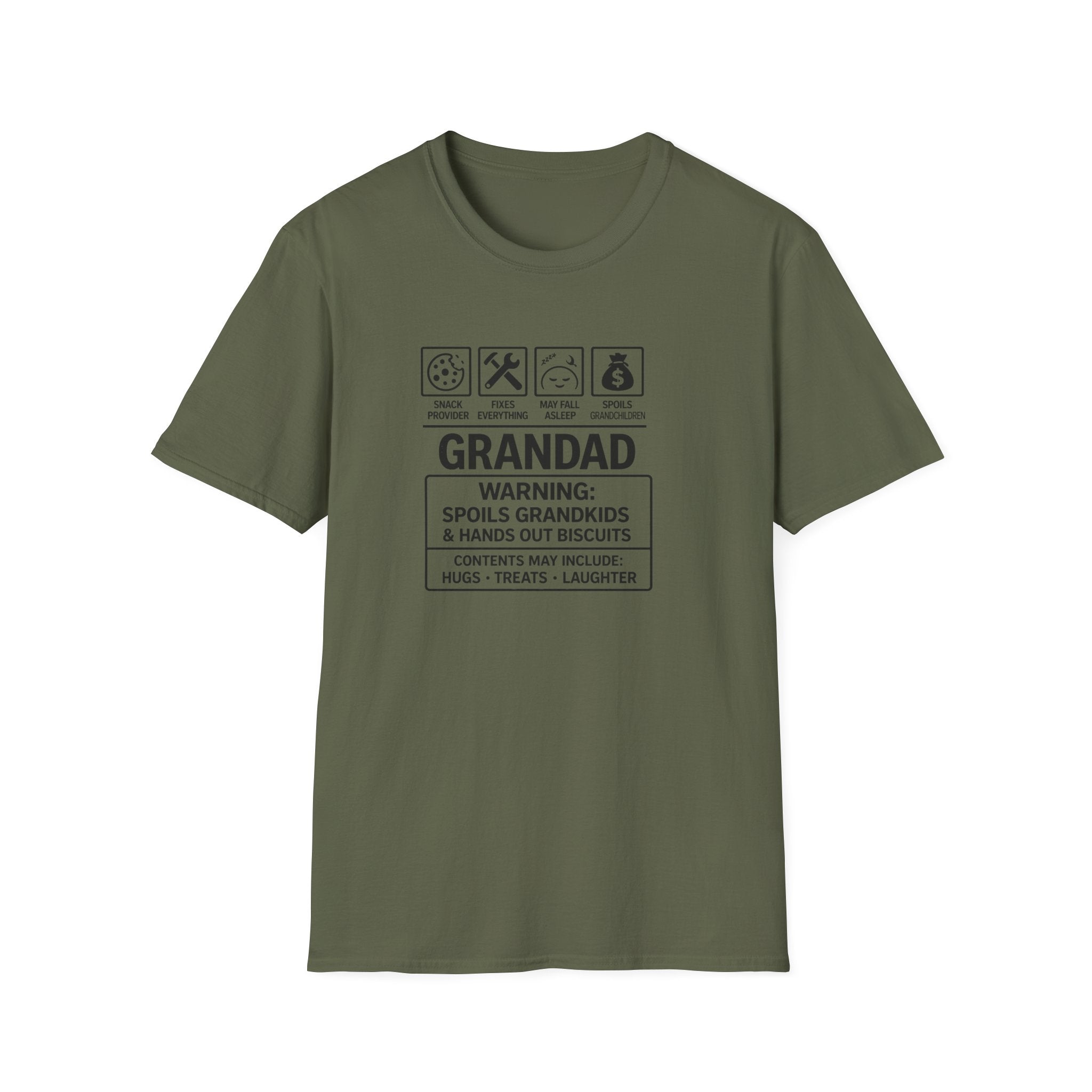 Funny Grandad T-Shirt — Spoils Grandchildren, Loves Biscuits & Hugs