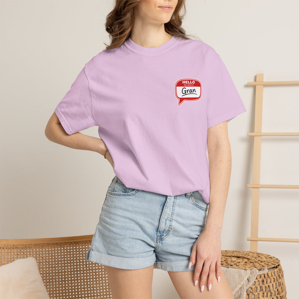 Hello Gran T-Shirt — Cute Retro Name Tag Tee for Grandmothers, Mother's Day Gift