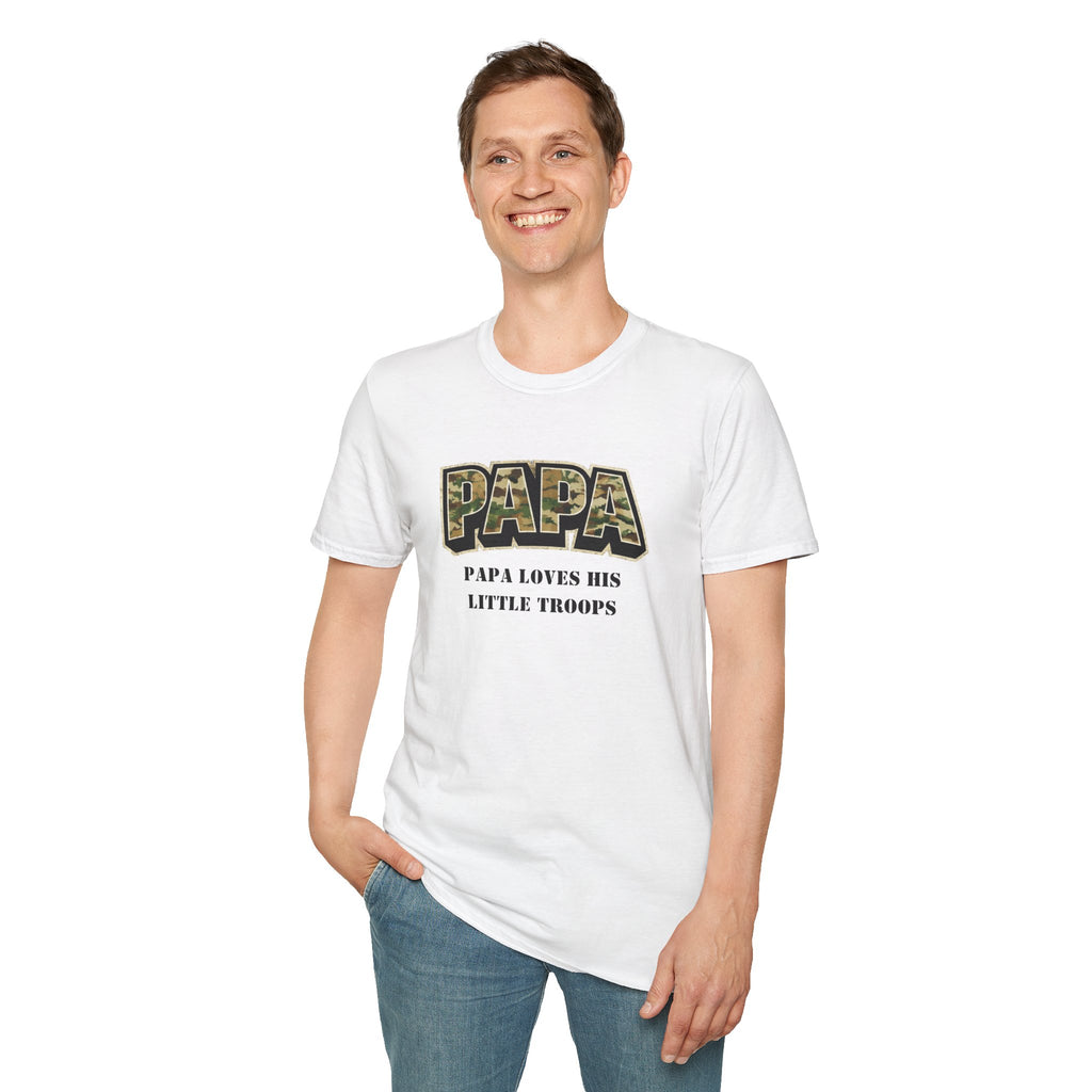 Papa Camo T-Shirt — "Papa Loves His Little Troops" Fathers Day Dad Tee