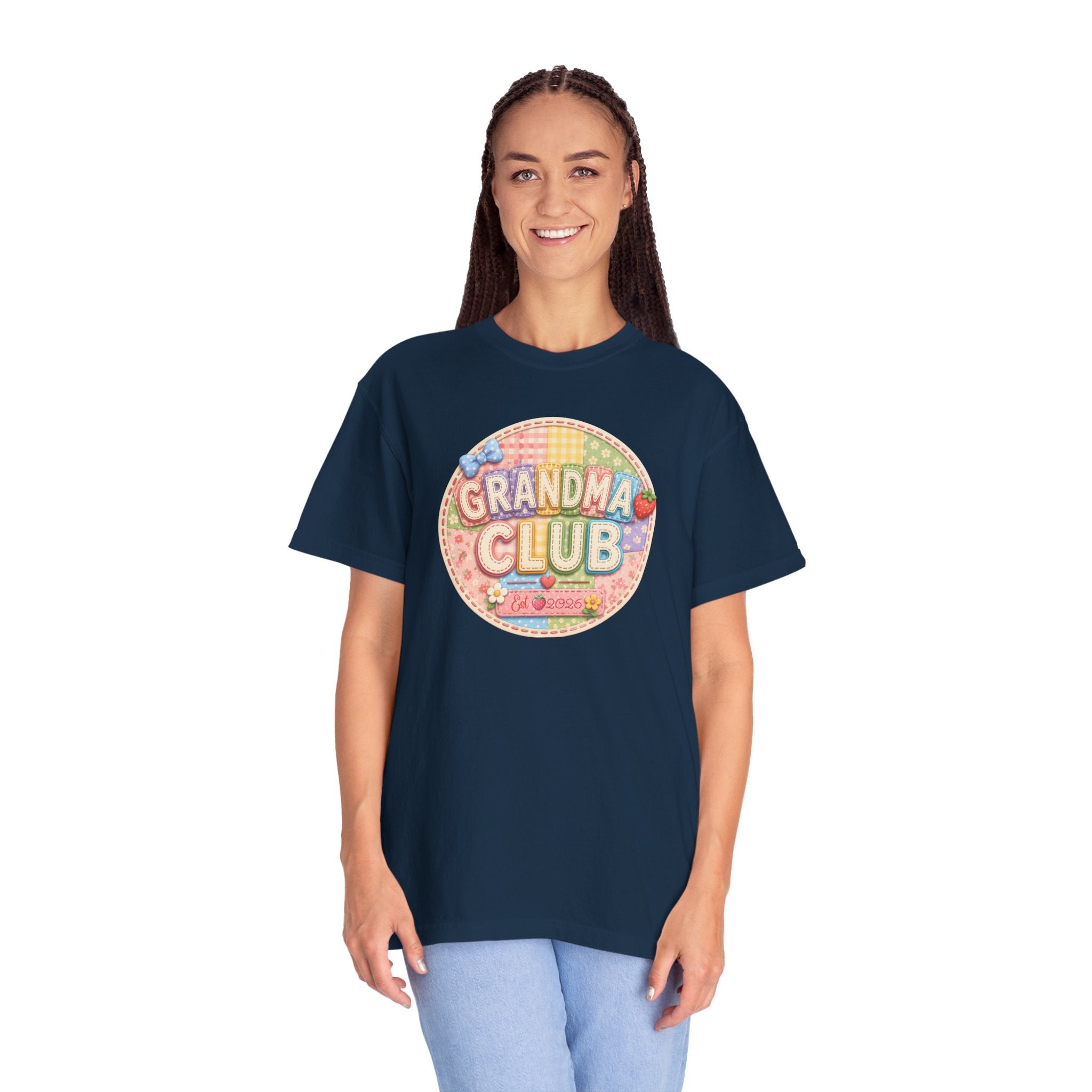 Grandma Club T-Shirt — Cute Retro Floral Badge Tee for Grandmothers