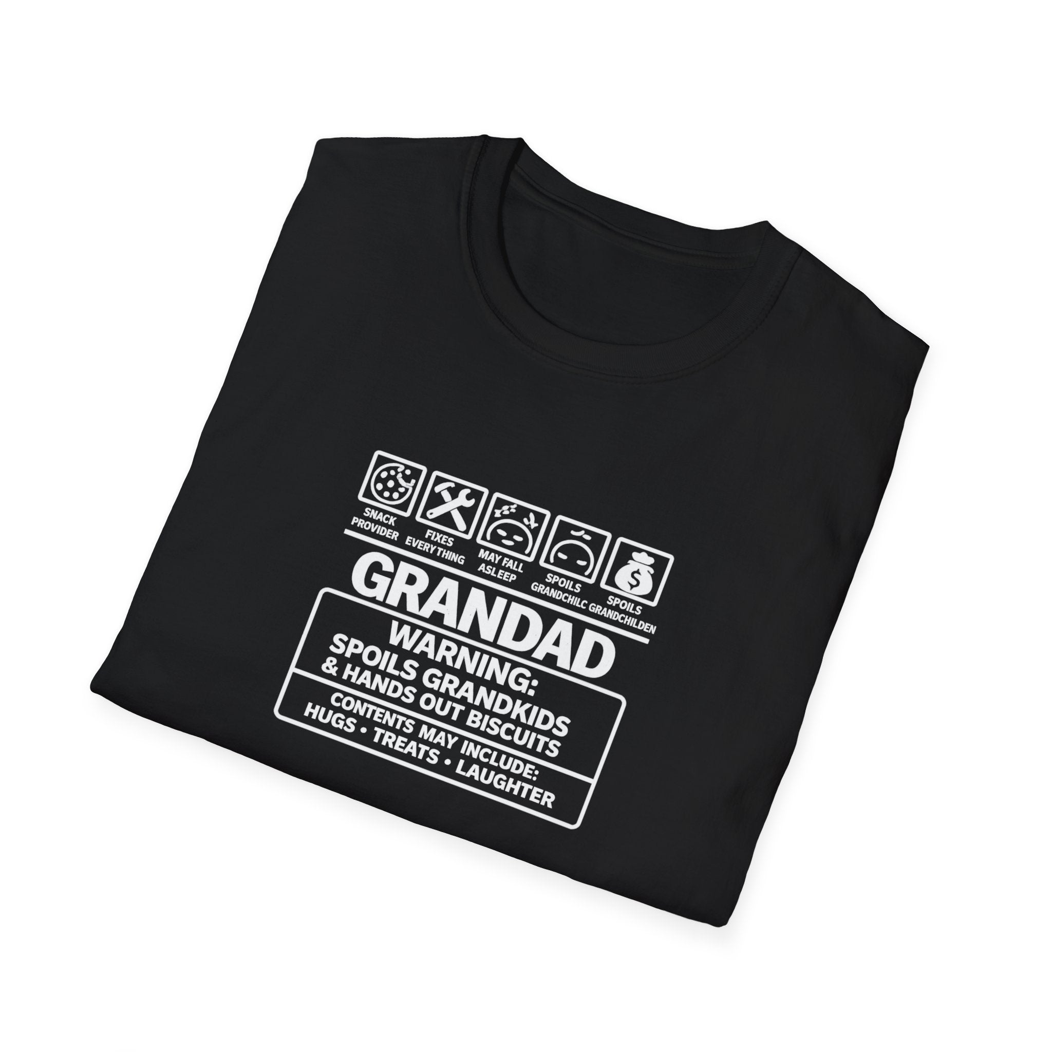 Funny Grandad T-Shirt — Spoils Grandchildren, Loves Biscuits & Hugs