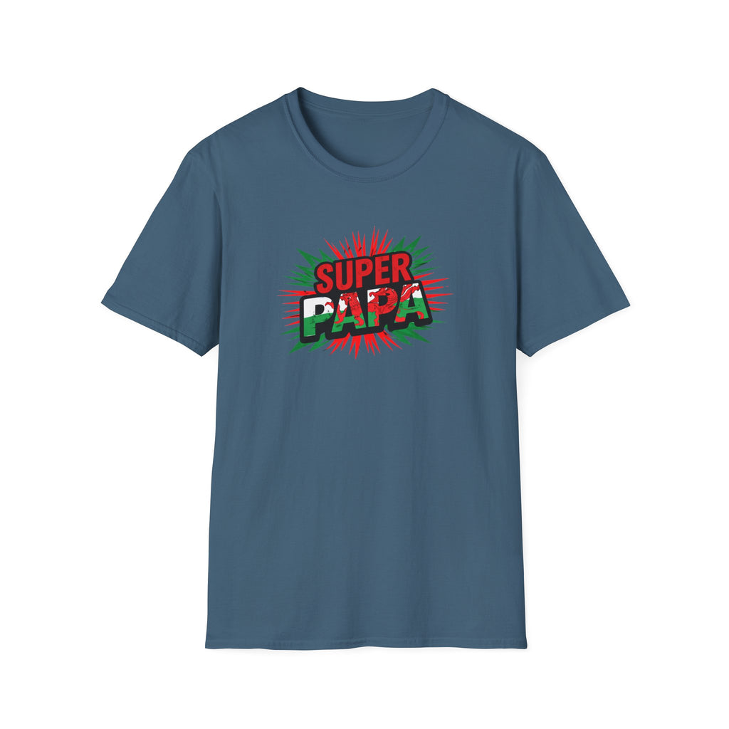 Super Papa Welsh Flag/ Wales themed Graphic T-Shirt — Father’s Day Comic-Style Dad Shirt