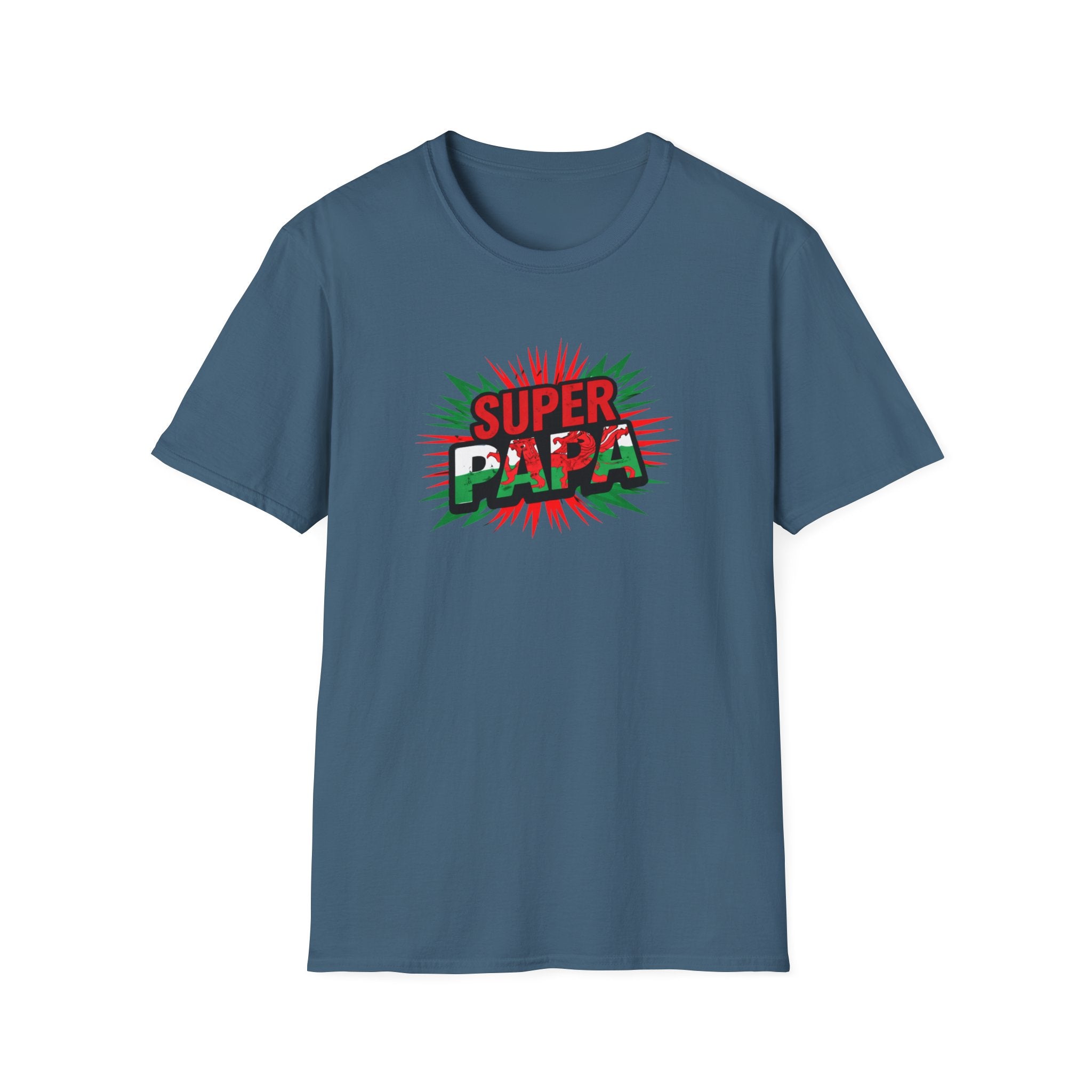 Super Papa Welsh Flag/ Wales themed Graphic T-Shirt — Father’s Day Comic-Style Dad Shirt