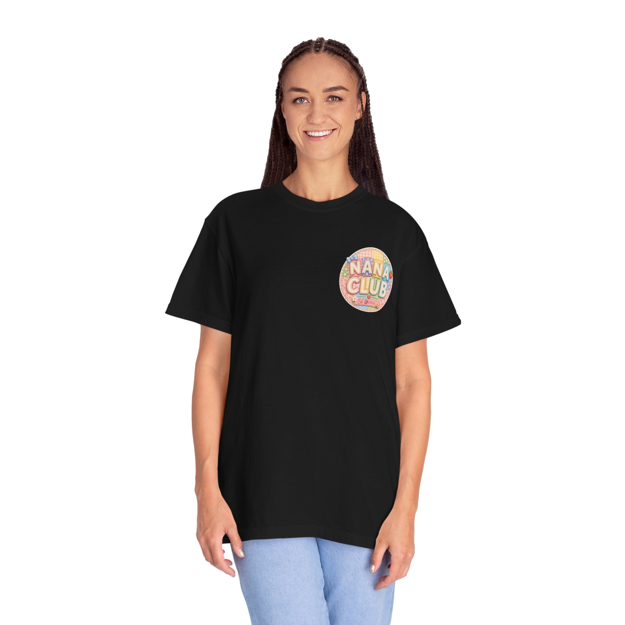 Nana Club T-Shirt — Retro Rainbow Badge Graphic