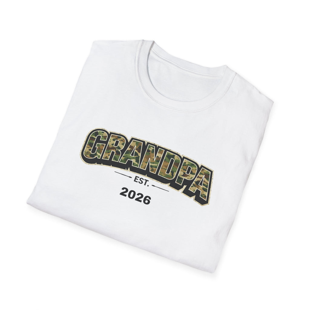 Grandpa T-Shirt – Camo 'Grandpa' Design with EST. 2026 – New Grandpa Gift