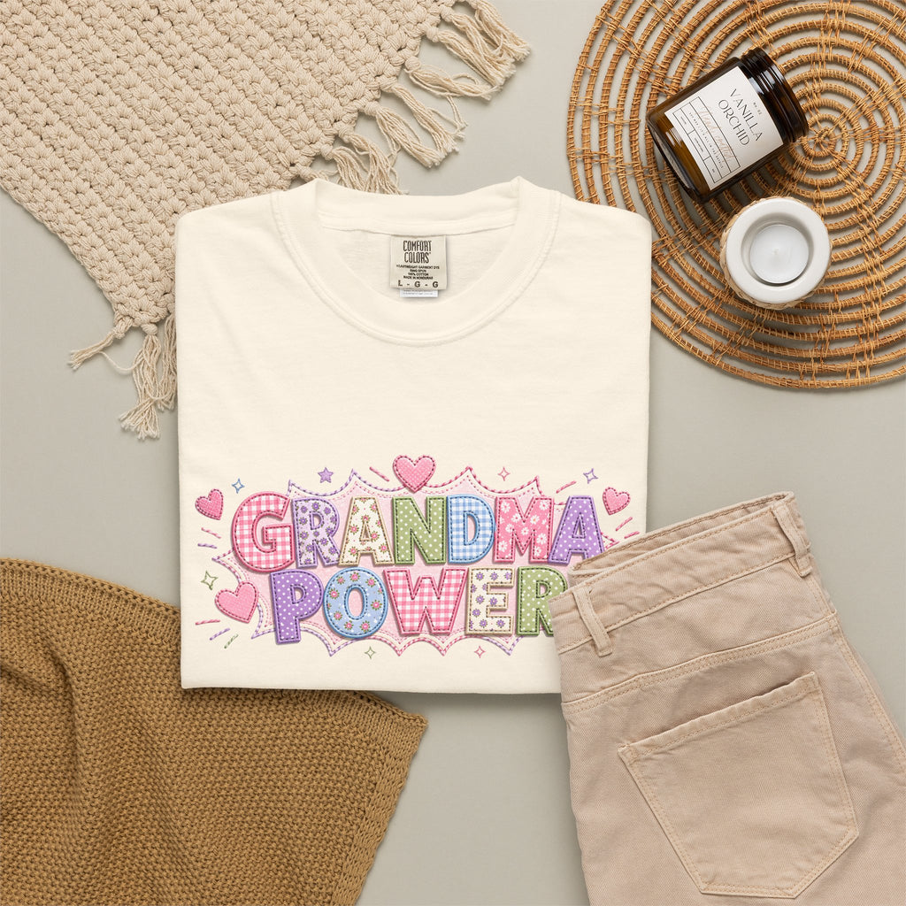 Grandma Power T-Shirt — Cute Heart Graphic Tee for Grandmothers