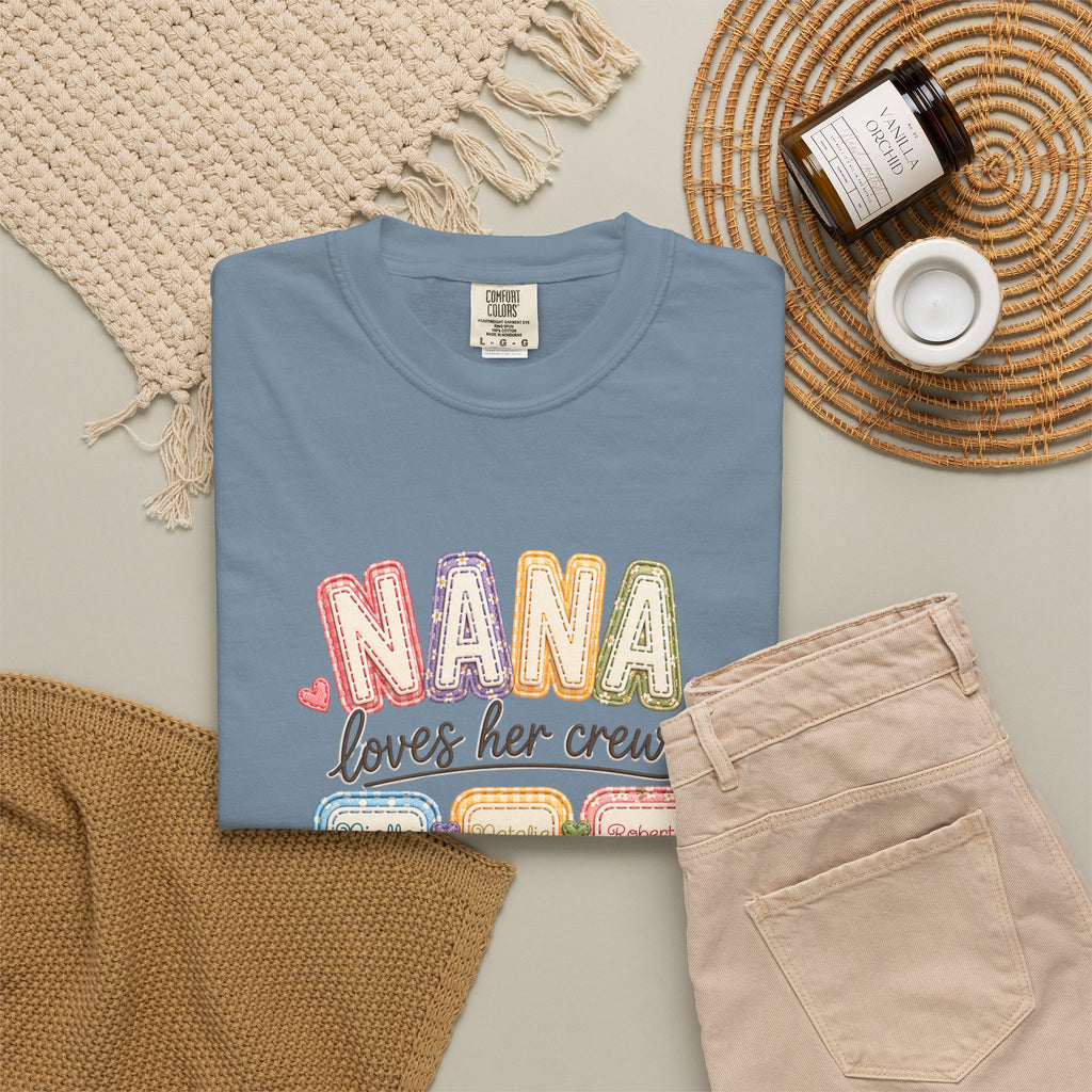 T-Shirt — “Nana Loves Her Crew” Colorful Grandma Family tee
