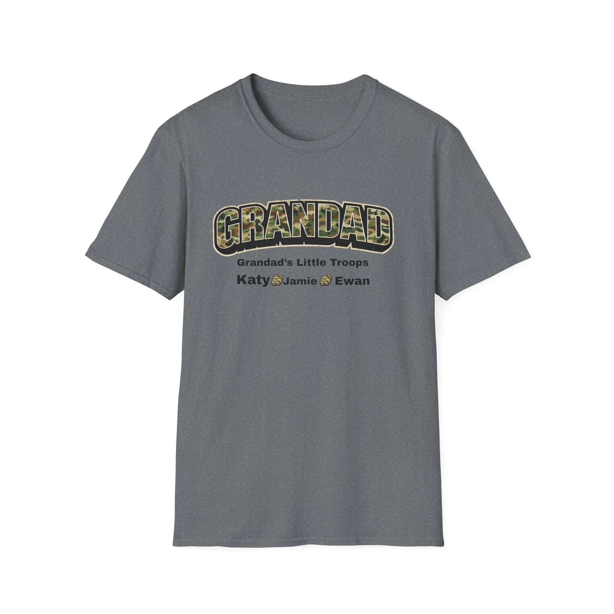Granddad Camo T-Shirt — "Grandad's Little Troops" Personalized Kids Names