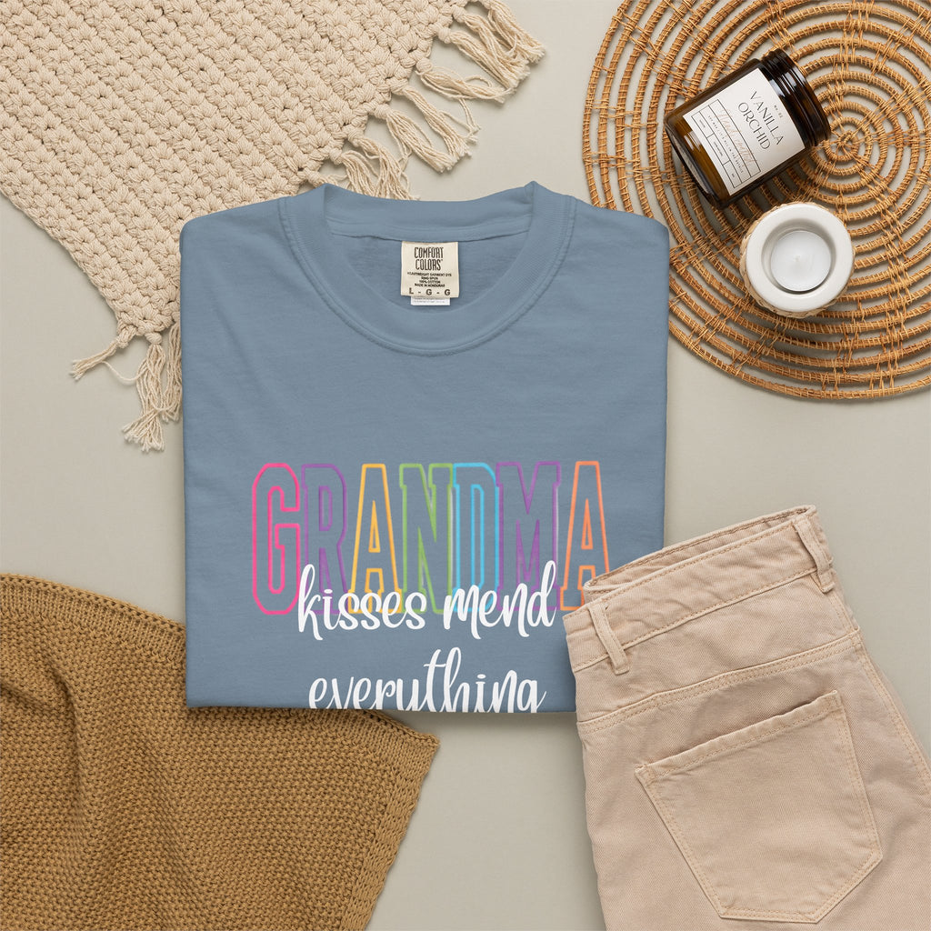 Grandma Pastel Rainbow T-Shirt — Retro Block Letter Grandma Tee