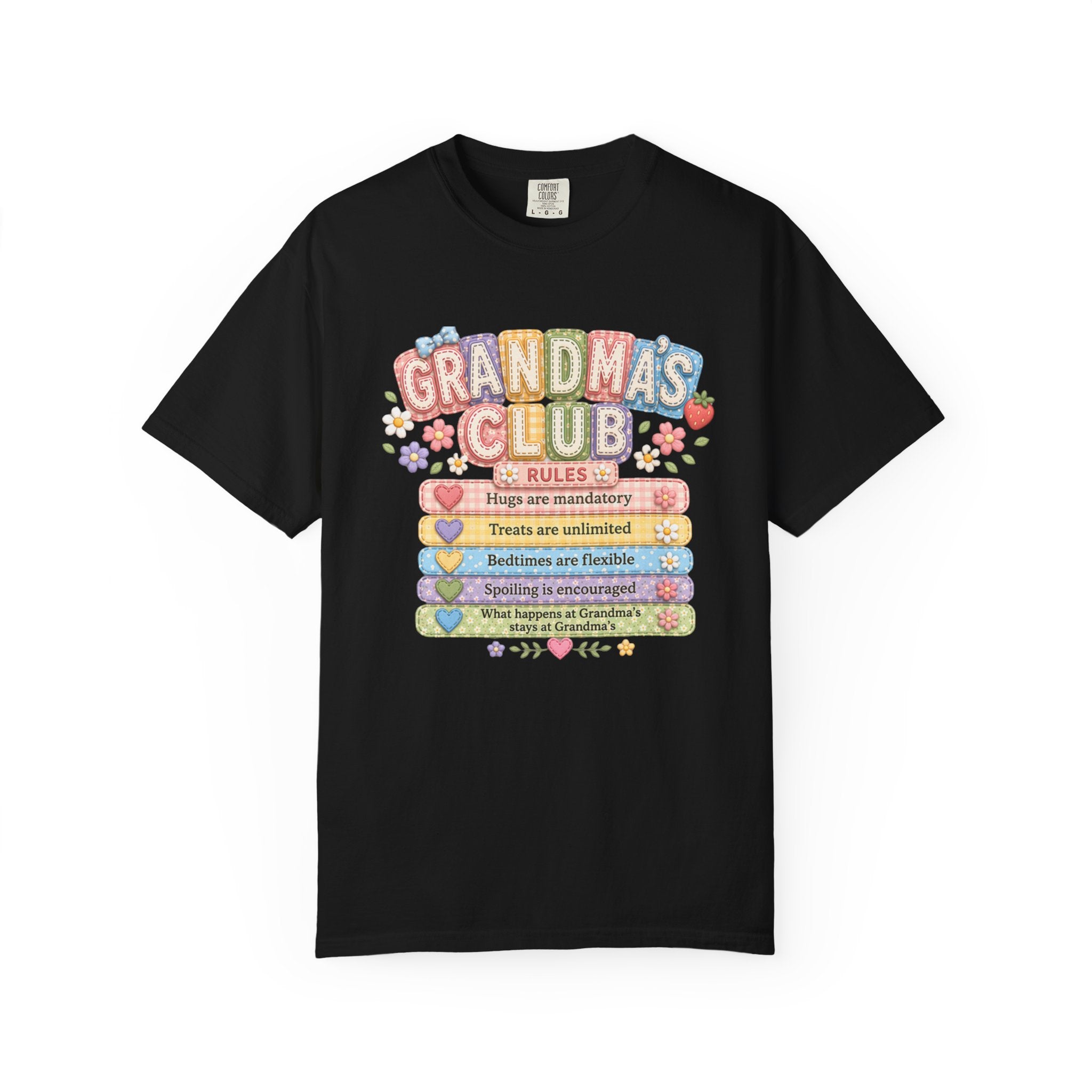 Grandma's Club T-Shirt — Cute Floral 'Grandma's Club' Rules Tee