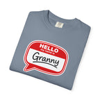 Hello My Name Is Granny T-Shirt - Funny Grandma Gift, Retro Name Badge Tee