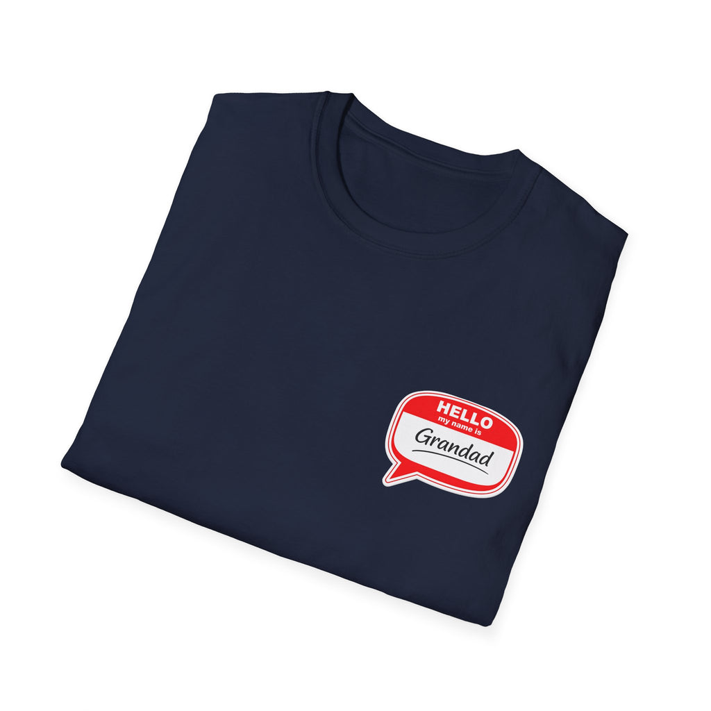 Grandad Name Badge T-Shirt — "Hello, Grandad!" Chest Logo