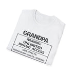 Grandpa Warning T-Shirt — "Unlimited Biscuit Access" Funny Grandpa Tee