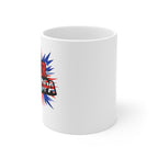 Super Grandpa Union Jack/English themed Mug — Patriotic Comic-Style Coffee Cup for Grandfathers