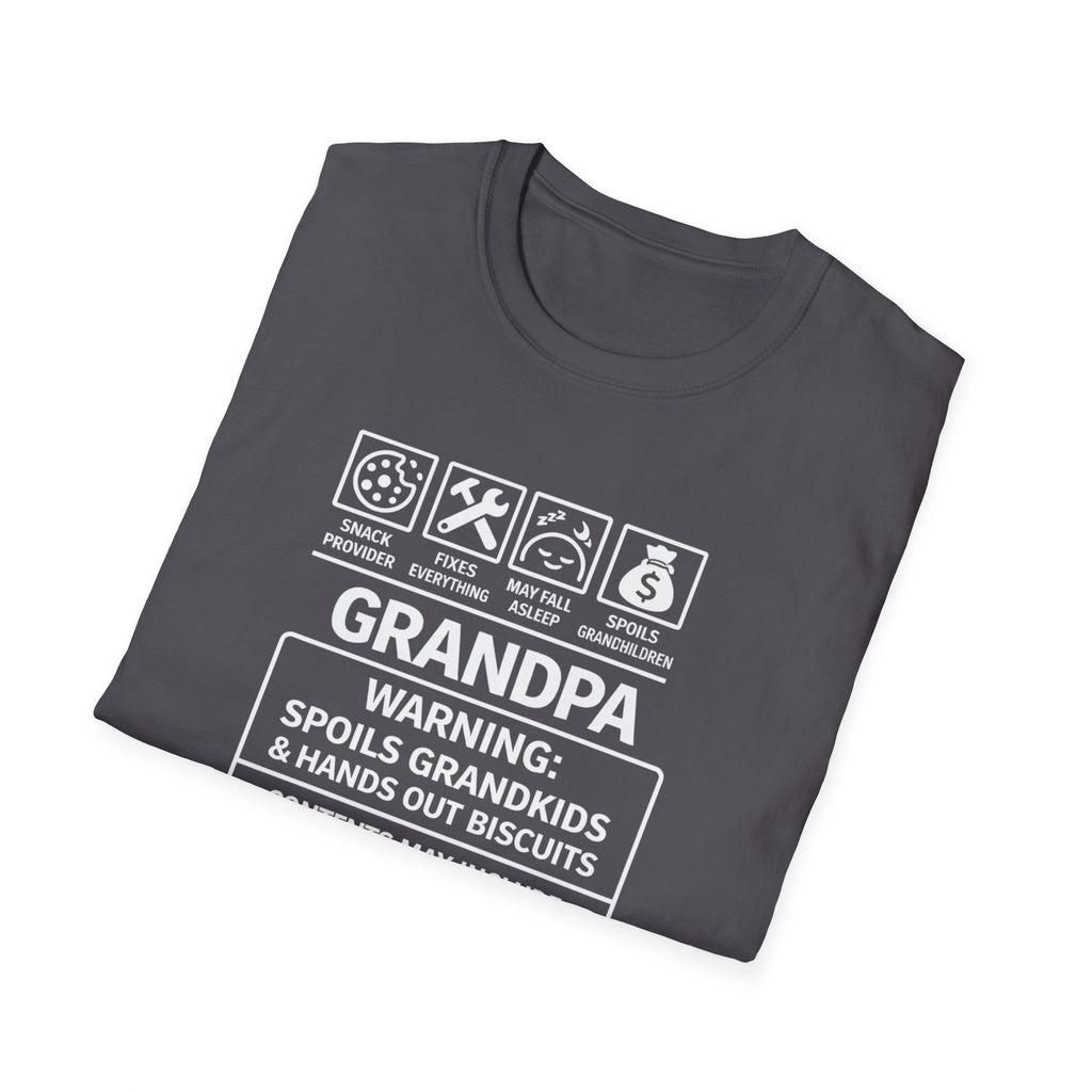 Grandpa Warning T-Shirt – ‘Spoils Grandkids & Hands Out Biscuits’ Funny Grandpa Tee