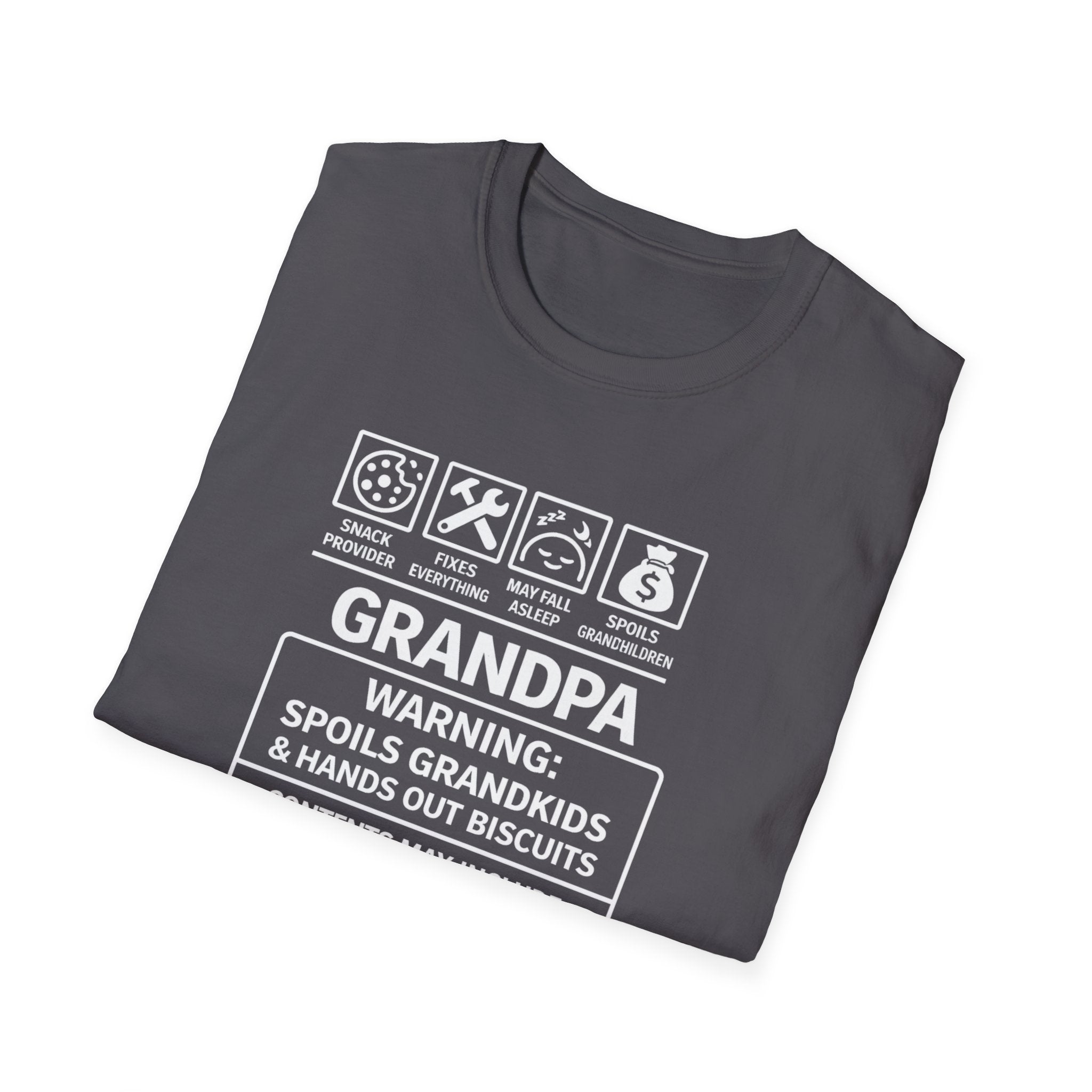 Grandpa Warning T-Shirt – ‘Spoils Grandkids & Hands Out Biscuits’ Funny Grandpa Tee